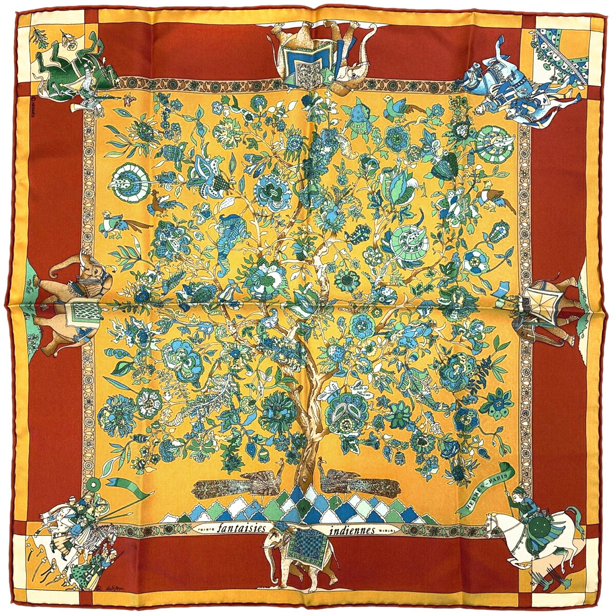 美品 エルメス カレ90 Kachinas カチナ 民族 マルチカラー スカーフ エルメス カレ90 KACHINAS カチナ インディアンの守り神 民族柄