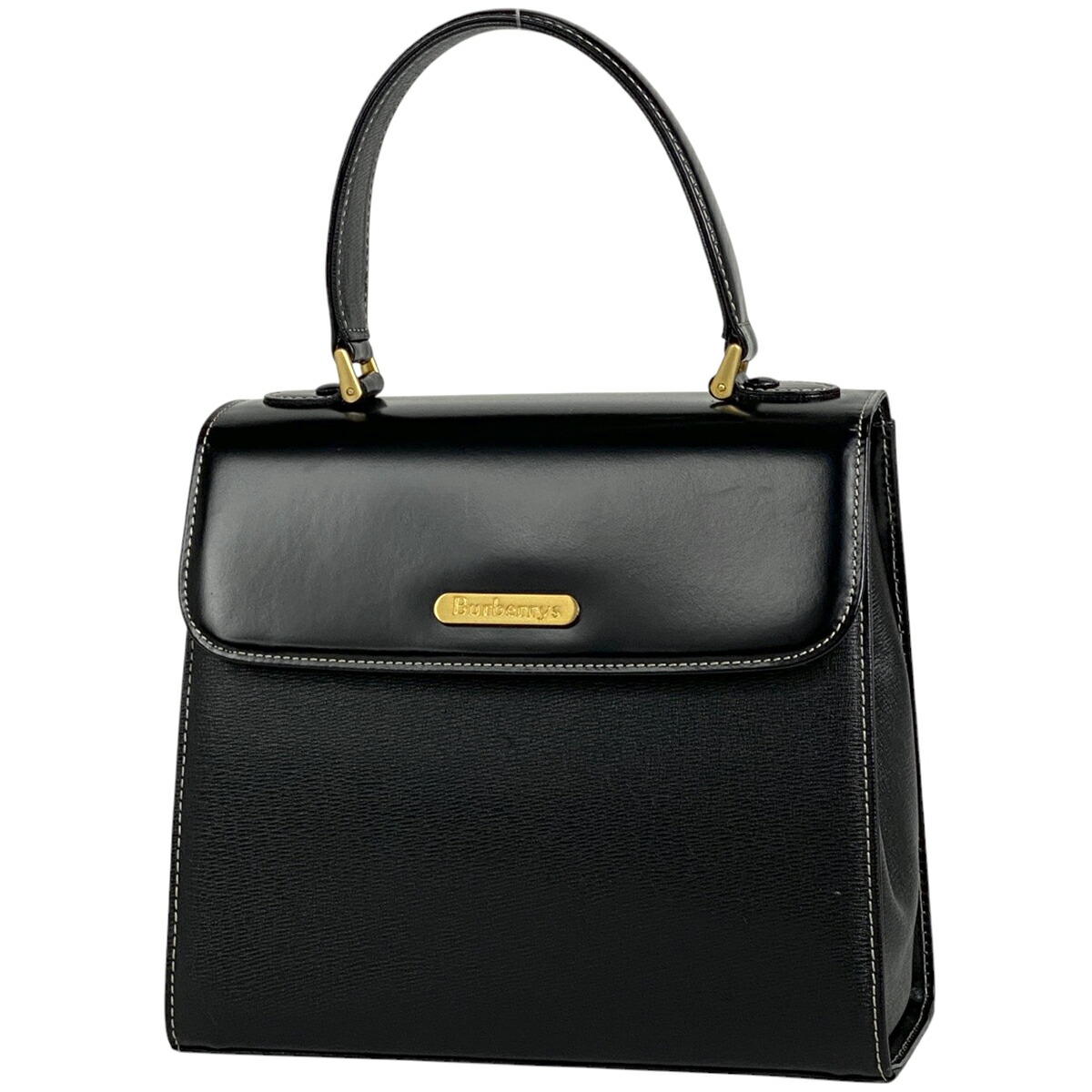 BURBERRY ブラックレザー ハンドバッグ　バナー　スモール 251491_2.jpg