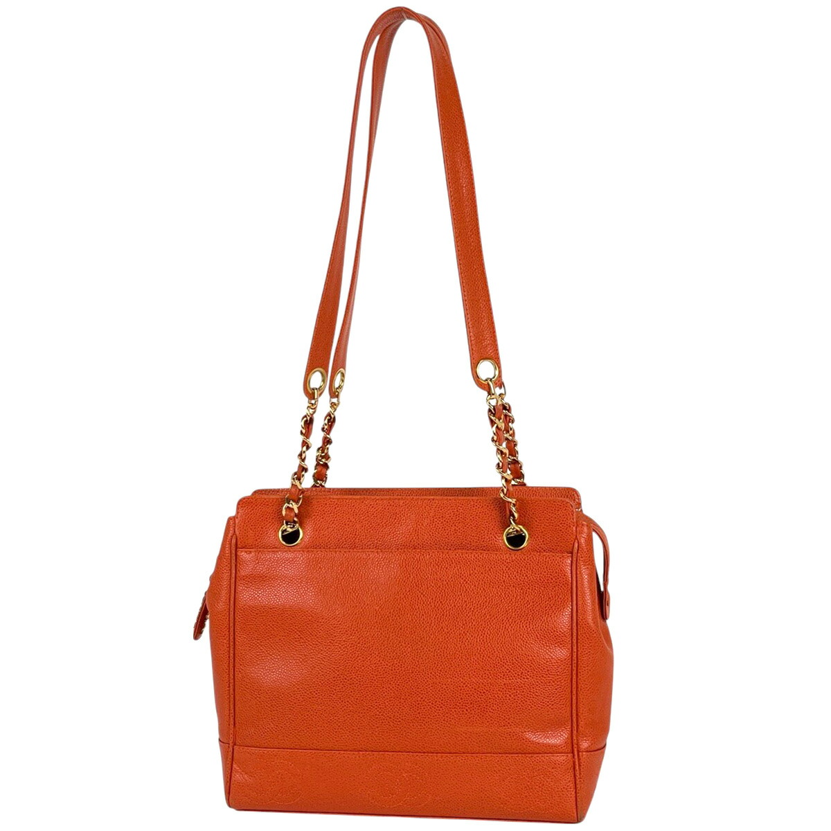 CHANEL パンチング　トリプルココ　オレンジレザー ショルダーバッグ CHANEL パンチングトリプルココオレンジレザー ショルダーバッグ