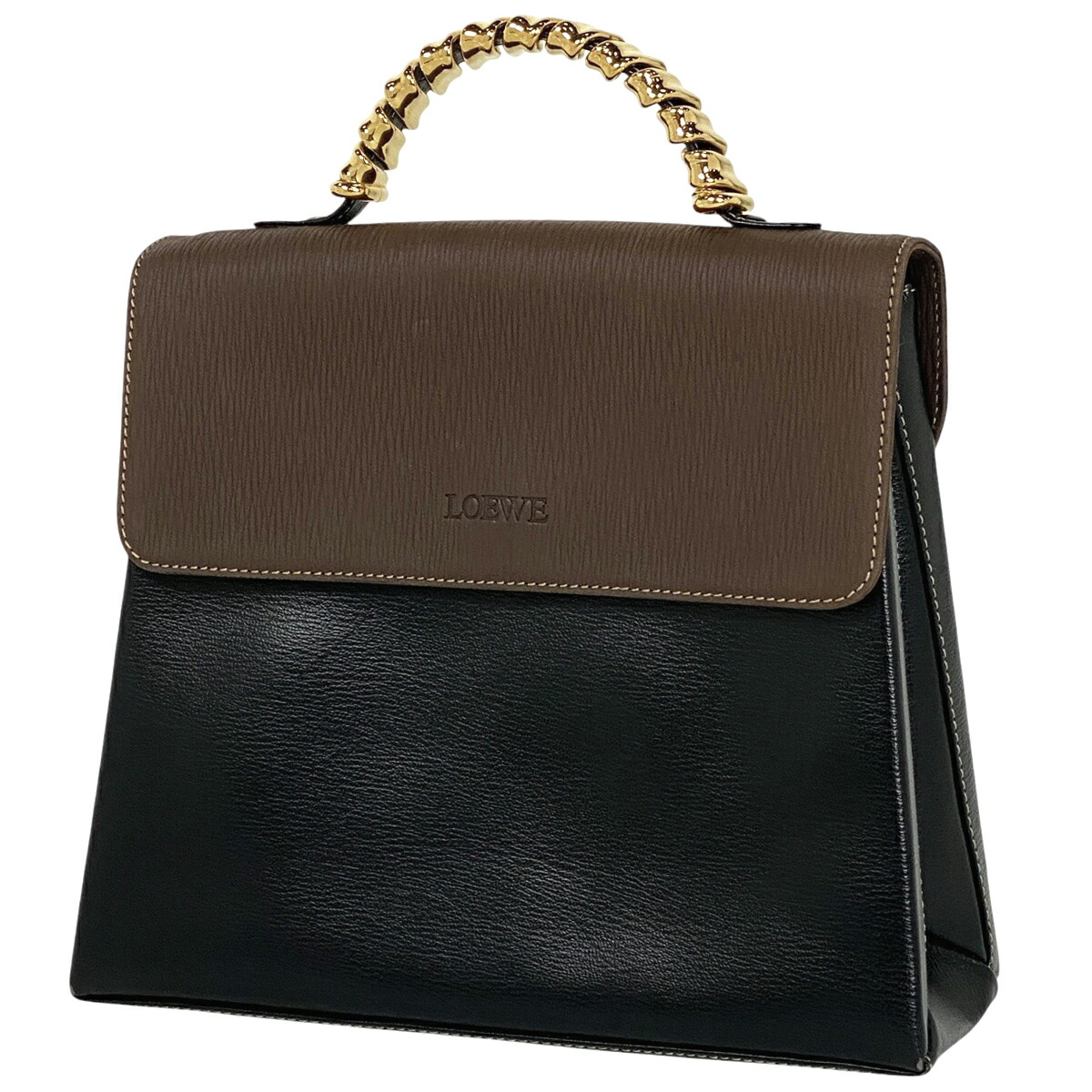 美品 ロエベ LOEWE ベラスケス バニティバッグ ハンドバッグ レザー LOEWE】ロエベ ベラスケス メタルハンドル バニティバッグ