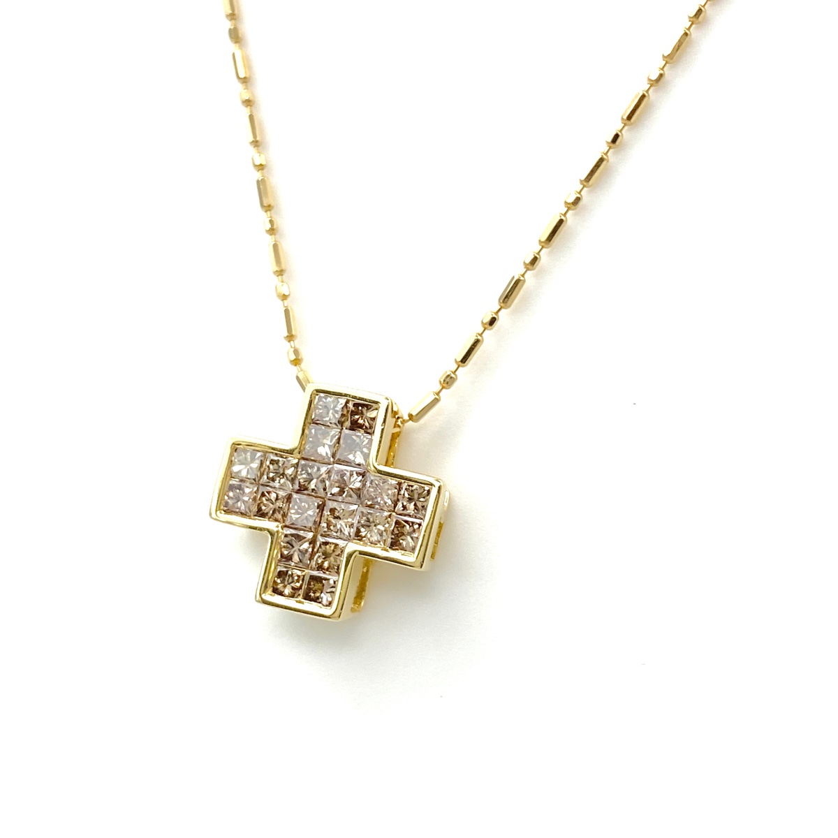 【訳あり】MIZUKI　サイドクロスネックレス　イエローゴールド14K 訳あり】MIZUKI サイドクロスネックレス イエローゴールド14K