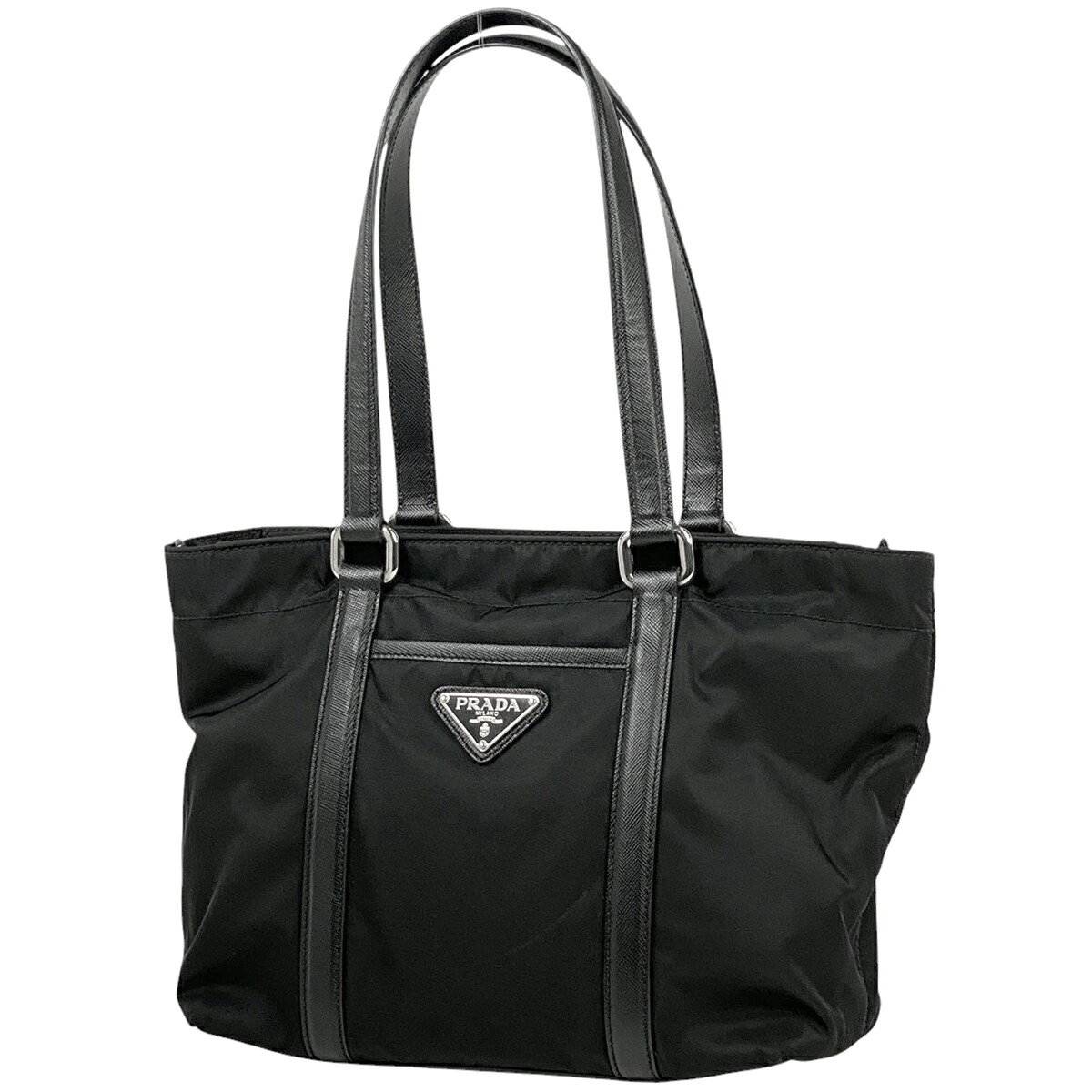 【在庫一掃】 プラダ PRADA ロゴプレート トートバッグ ショルダーバッグ トートバッグ ナイロン ネロ(ブラック) レディース 【中古】