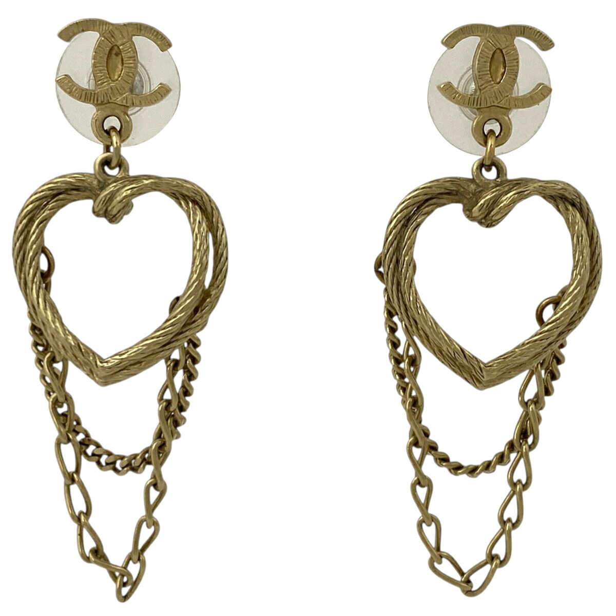 CHANELシルバー ハート型 フープピアス CHANELシルバー ハート型 フープピアス