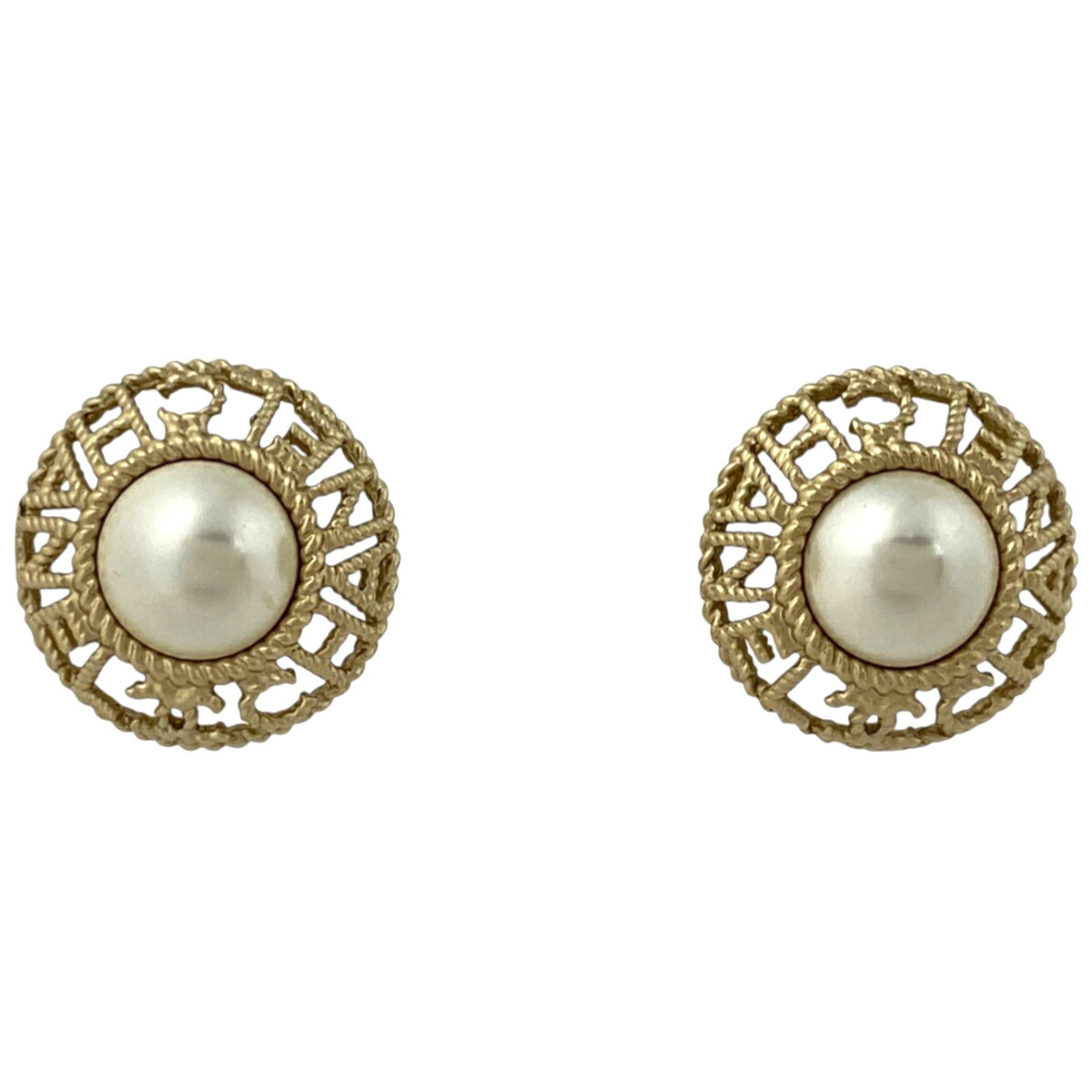 CHANEL ゴールドメッキ パール ピアス CHANEL パールスタッドピアス ゴールドメッキ ビックパール