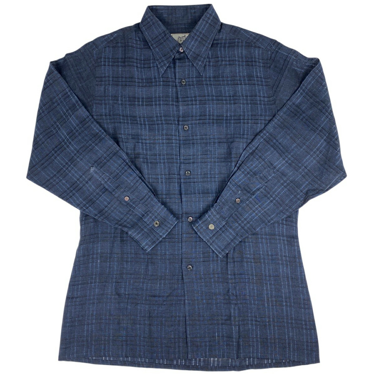 ［新品］HERMES エルメス ライトブルー ドレスシャツ 38/15 エルメス/シャツブラウス/ライトブルー×ブルーグレー×マルチ