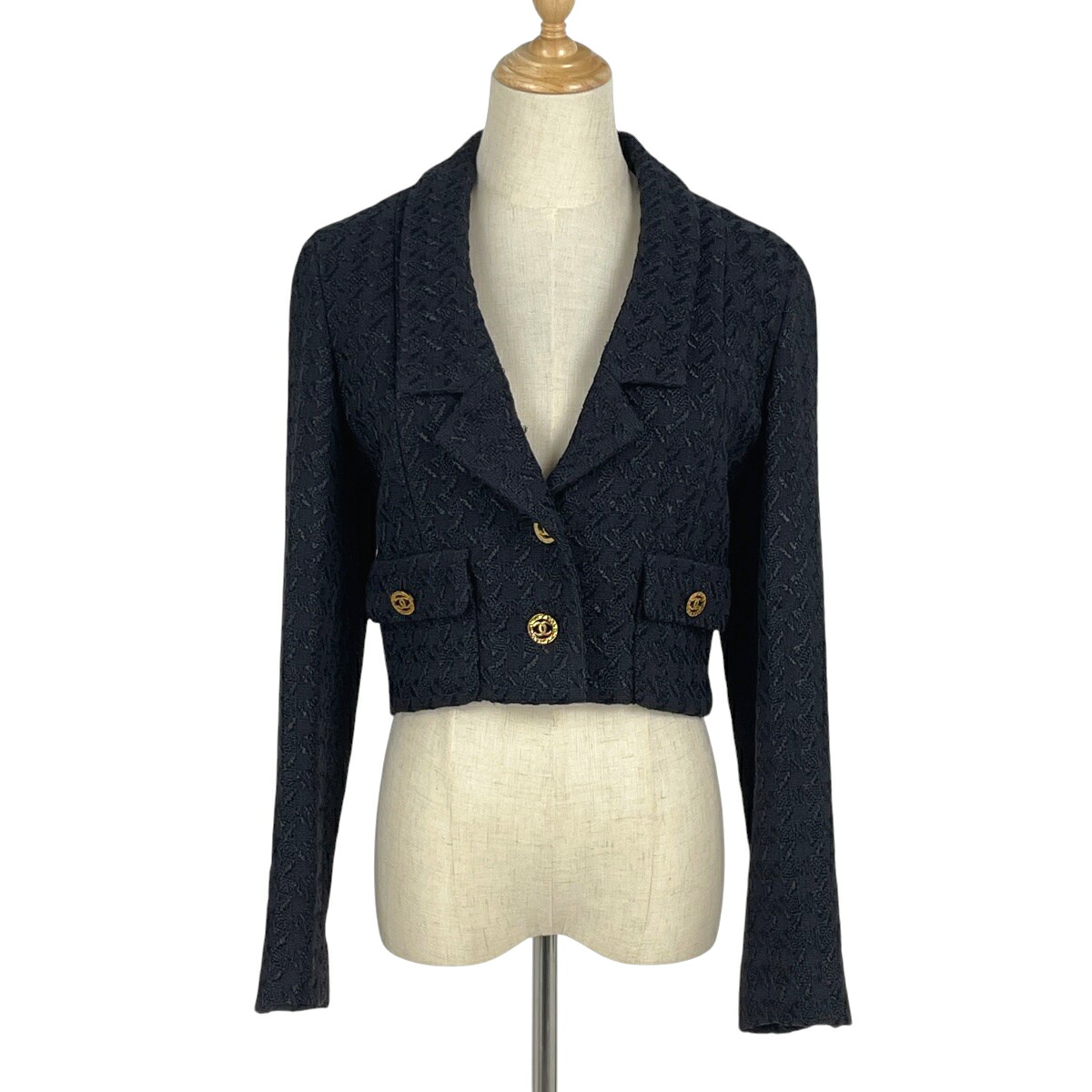 vintage ツイードジャケット 金ボタン シャネル調 レトロ バブリー 70s CHANEL. 珍しく70年代のテキスタイルが素晴らしいシャネル