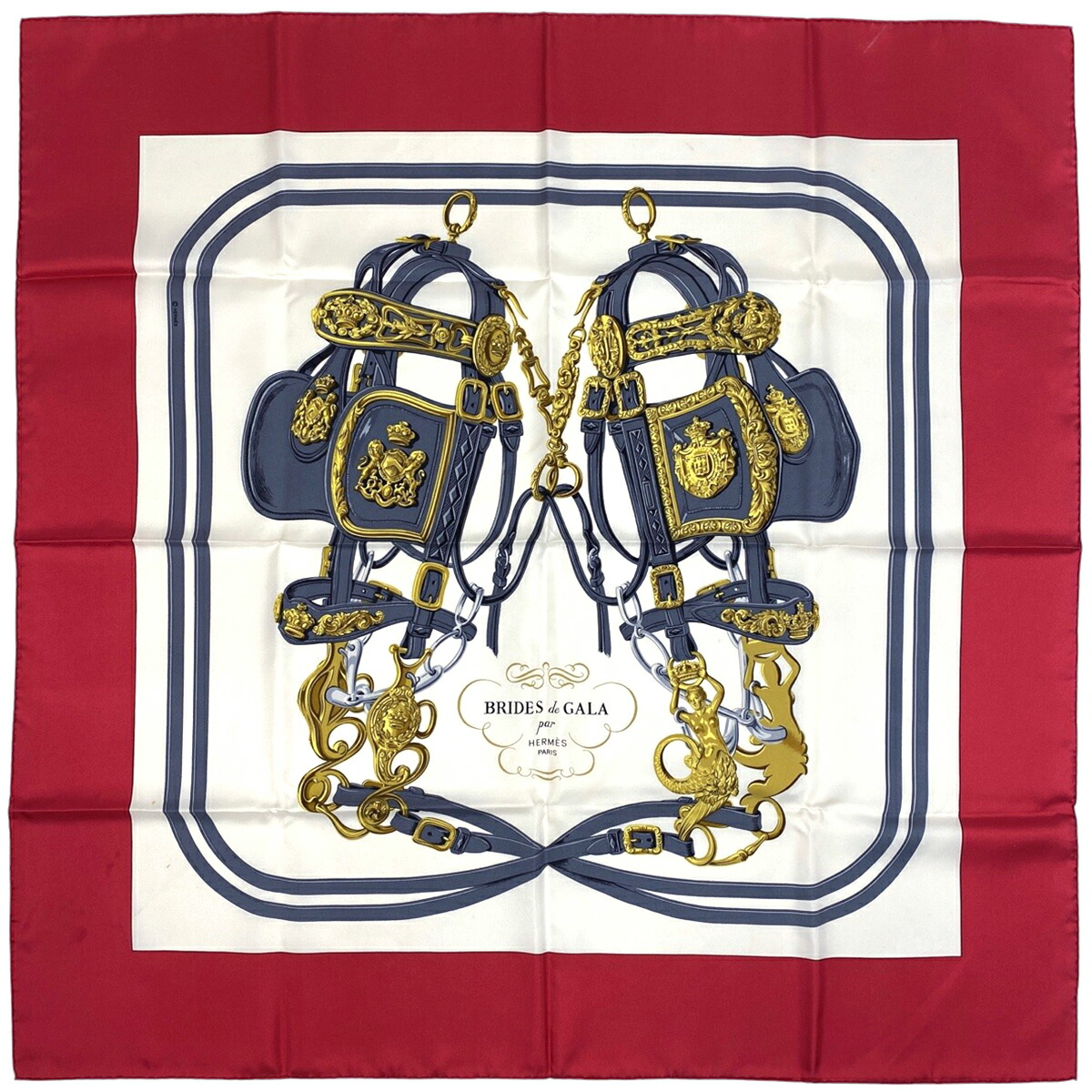 HERMÈS エルメス 式典用馬勒 カレ90 BRIDES de GALA エルメス カレ90 BRIDES de GALA 式典用馬勒 スカーフ シルク
