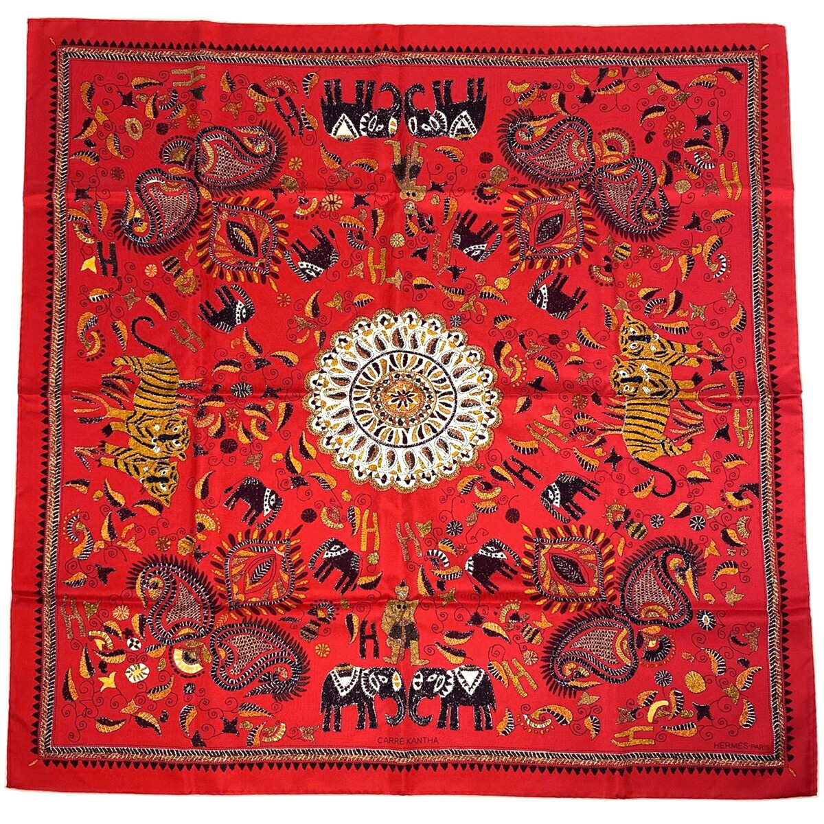 HERMESエルメスカレ caty 古代エジプト柄 スカーフ 赤 レッド HERMES