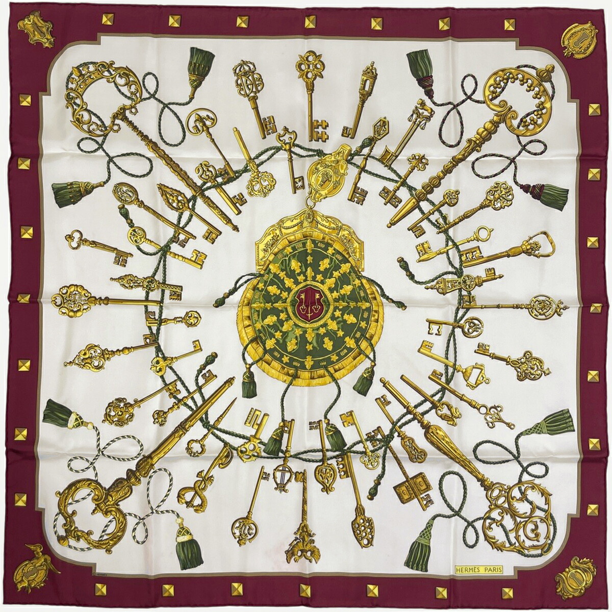 エルメス カレ90 LES CLES 鍵 スカーフ シルク ネイビー エルメス スカーフ カレ90 LES CLES 鍵 SILK100% | 東京銀座の