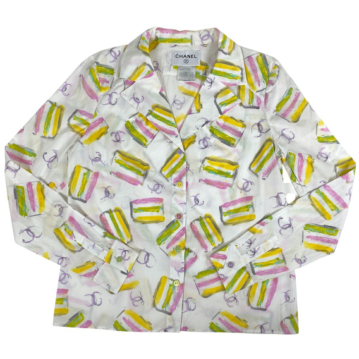 楽天市場】シャネル CHANEL ロゴボタン ボウタイ 長袖シャツ フリル袖