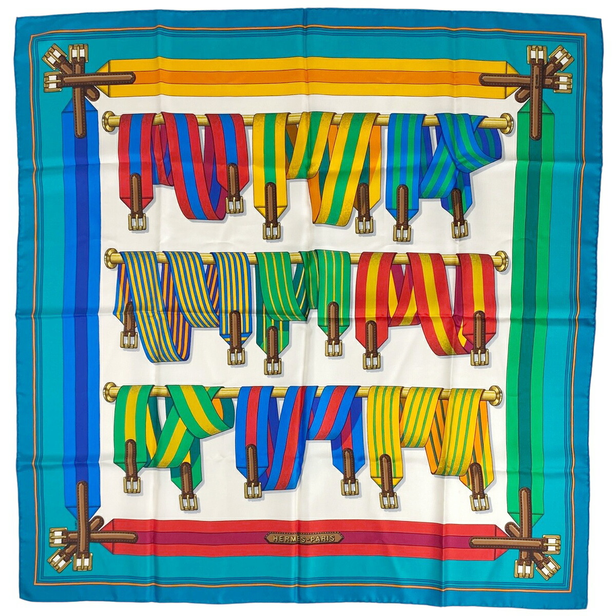 楽天市場】HERMES エルメス サスペンダー シルク100% レザー イエロー