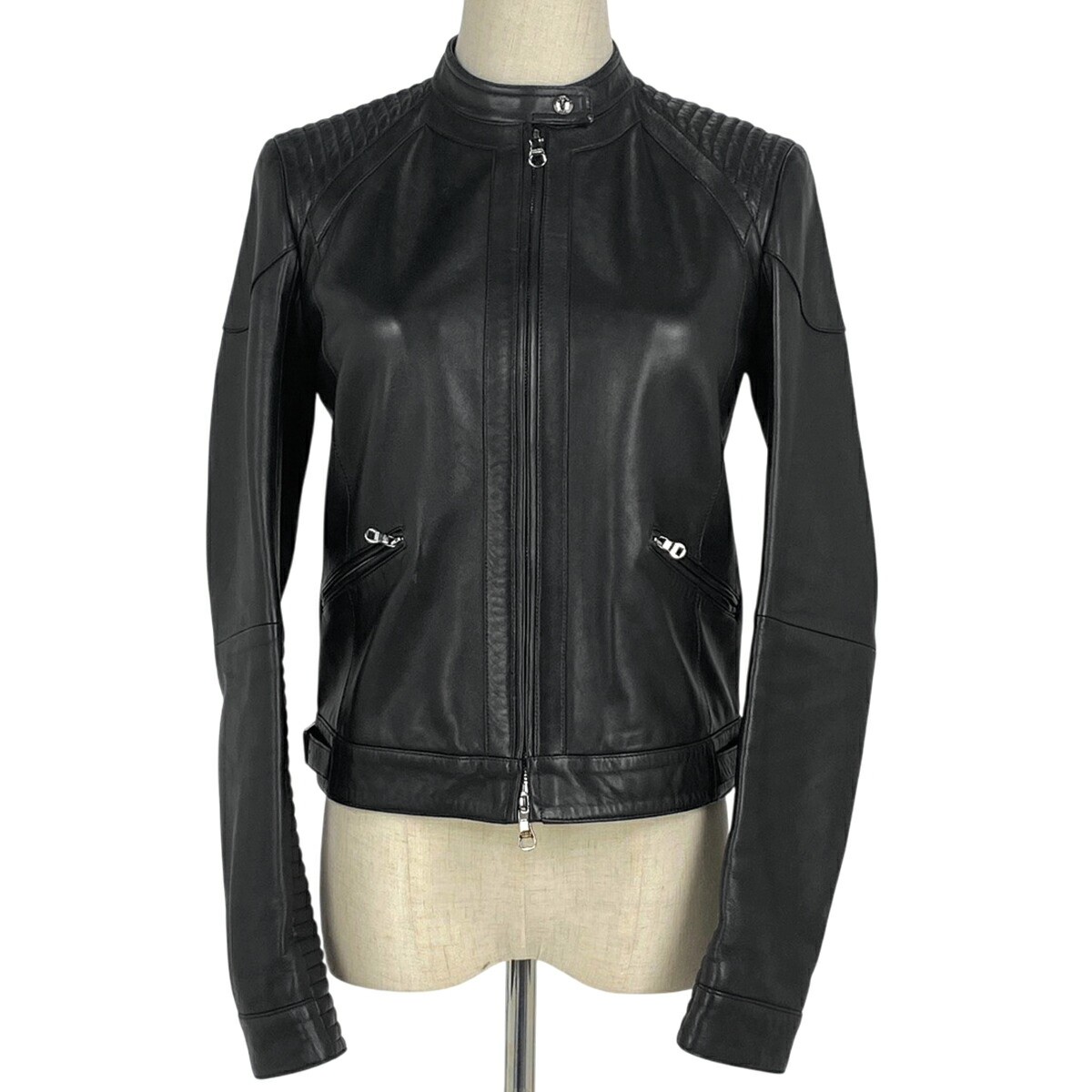 【美品】LOEWE ロエベ ラムスキン レザージャケット ブラック XL相当 美品】LOEWE ロエベ ラムスキン レザージャケット ブラック XL相当