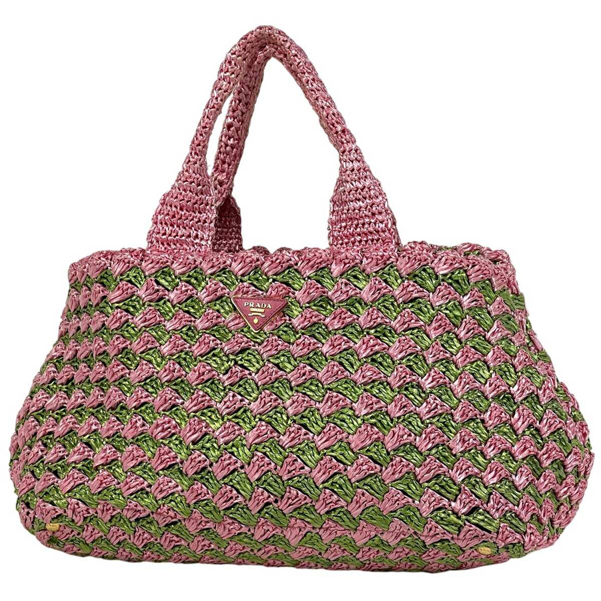 プラダ　スモールクロシェトートバッグ　ラフィア　カゴ　ハンドバッグ　1BG422 楽天市場】プラダ PRADA トートバッグ スモール クロシェ かごバッグ