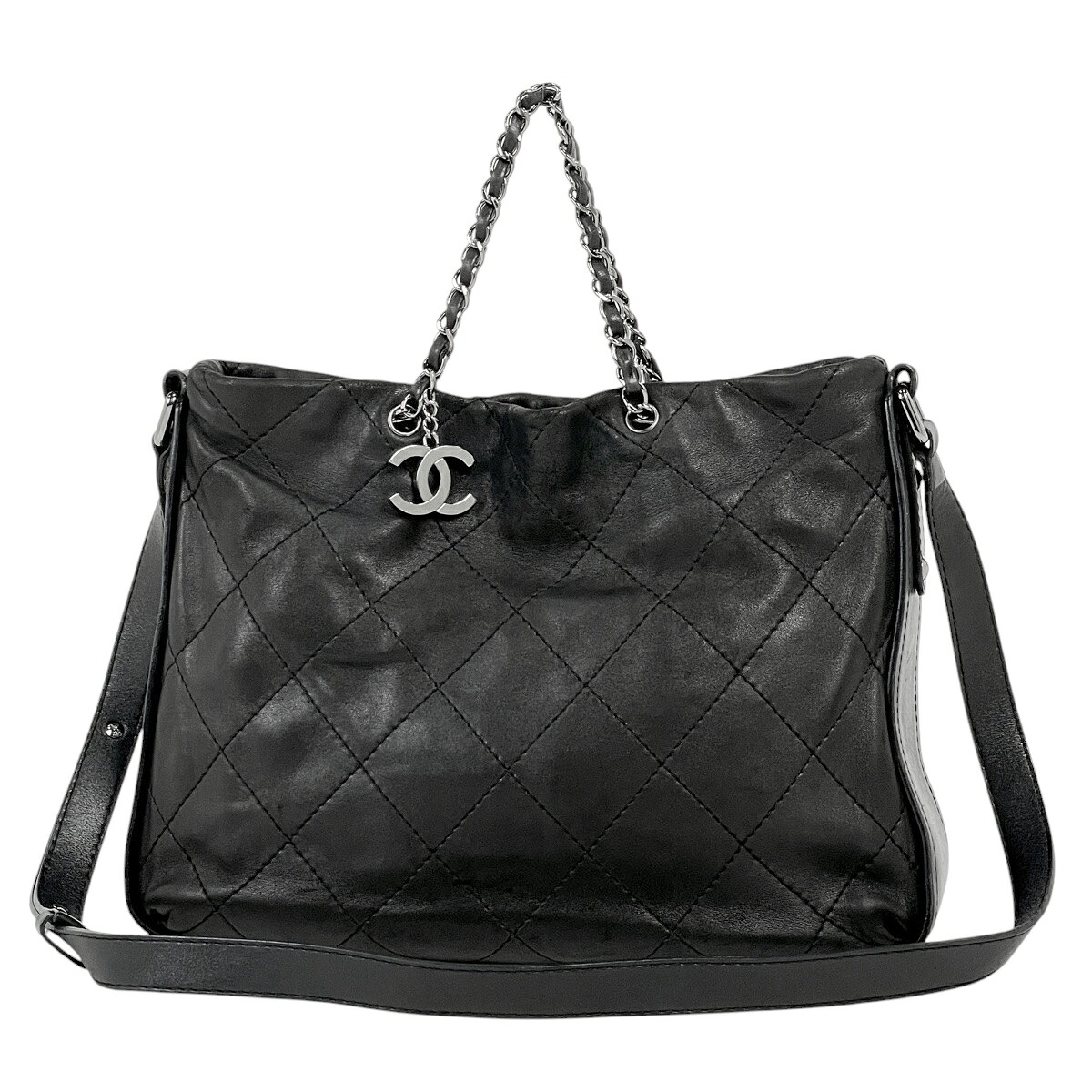 【在庫一掃】 シャネル CHANEL ココマーク チェーン ハンドバッグ 2WAY ショルダーバッグ ハンドバッグ レザー ブラック レディース 【中古】