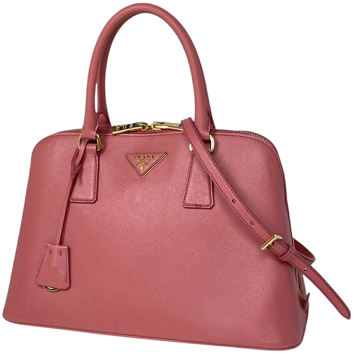 【在庫一掃】 プラダ PRADA ロゴ ハンドバッグ 2WAY ショルダーバッグ プロムナード ハンドバッグ サフィアーノレザー ピンク BL0837 レディース 【中古】