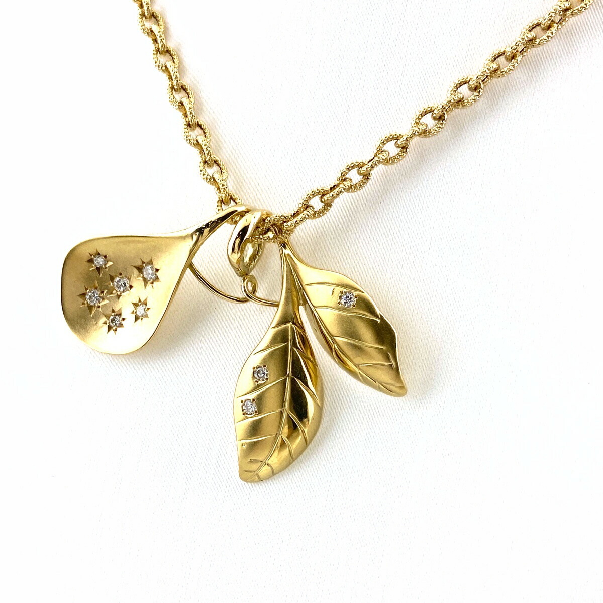 楽天市場】K18 YG WG 葉っぱモチーフネックレス 約40cm ダイヤモンド