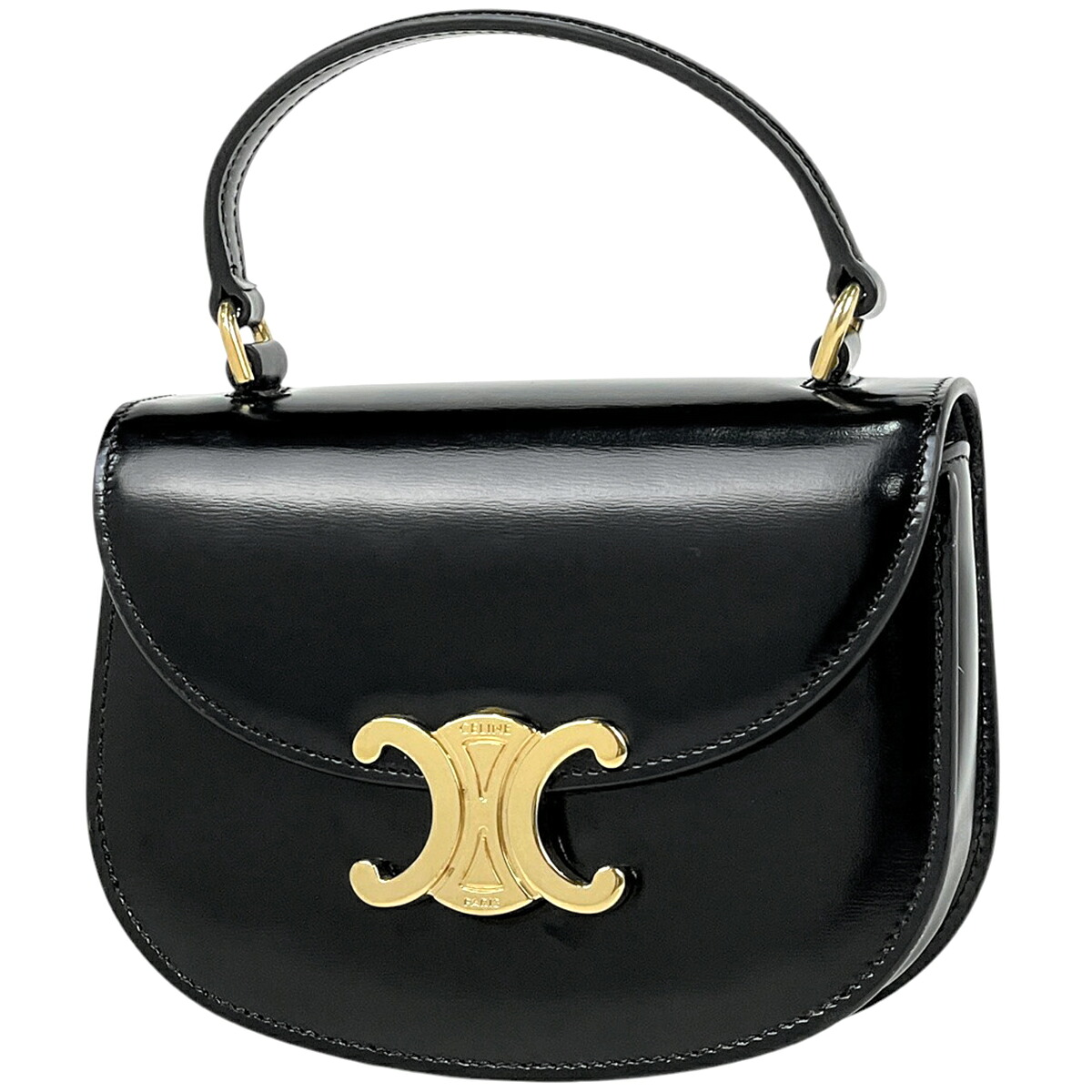 【在庫一掃】 セリーヌ CELINE トリオンフ ハンドバッグ ブザス 2WAY ショルダーバッグ ハンドバッグ レザー ブラック レディース 【中古】