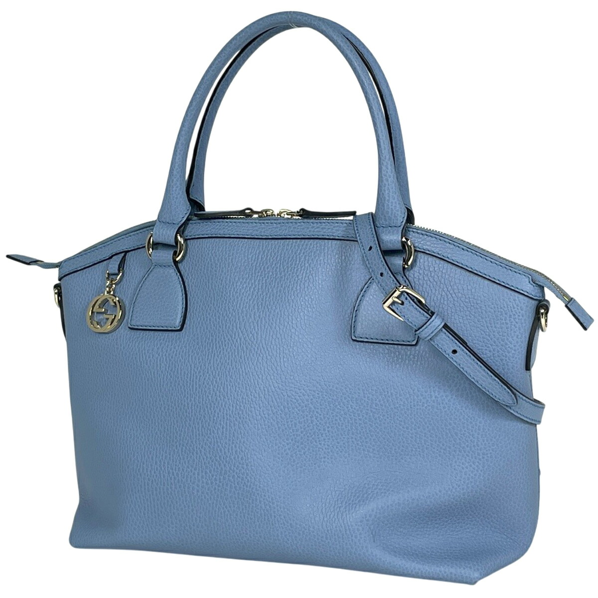 グッチ GUCCI インターロッキングG ハンドバッグ 2WAY ショルダーバッグ ハンドバッグ レザー ライトブルー 449651 レディース 【中古】 msp29