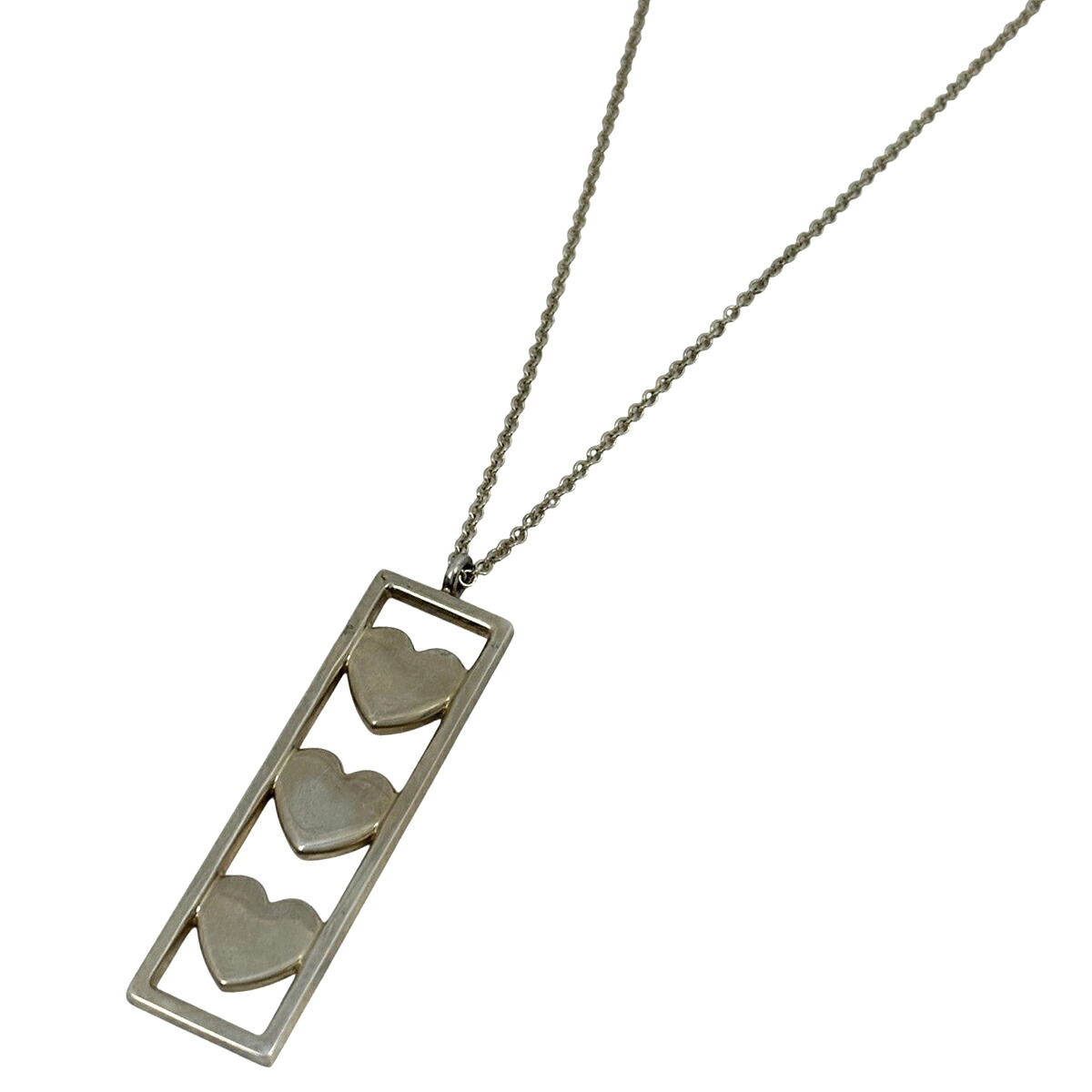【在庫一掃】 ティファニー TIFFANY&Co. トリプルハート プレート ネックレス ペンダント ネックレス シルバー925 シルバー レディース 【中古】