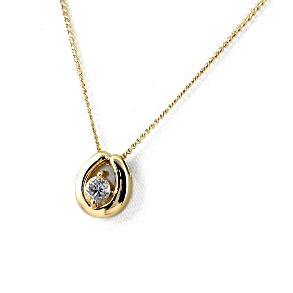 メレダイヤ デザインネックレス YG イエローゴールド ペンダント ネックレス K18 750 ダイヤモンド レディース 【中古】