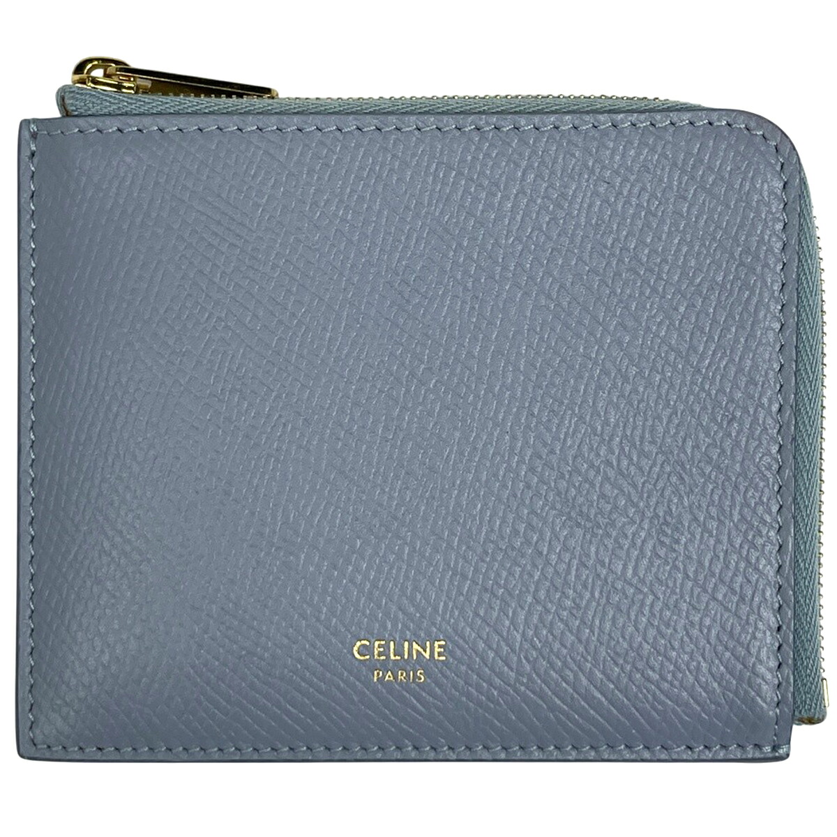 セリーヌ CELINE ロゴ コインケース カードケース カード入れ 小銭入れ コインケース レザー ライトブルー レディース 【中古】