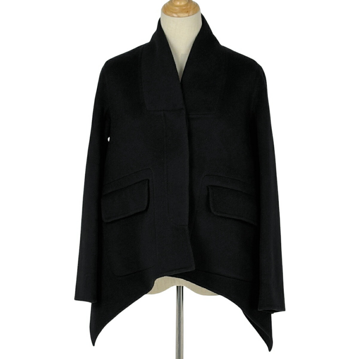 楽天市場】HERMES エルメス ショートコート ノーカラーコート ウール