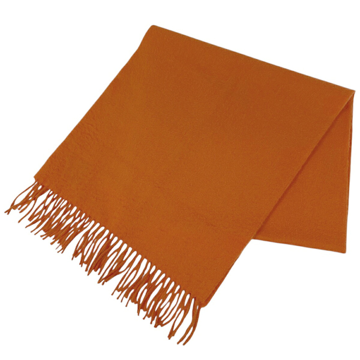 エルメス HERMES ロゴ マフラー フリンジ マフラー カシミヤ オレンジ レディース 【中古】 msp39