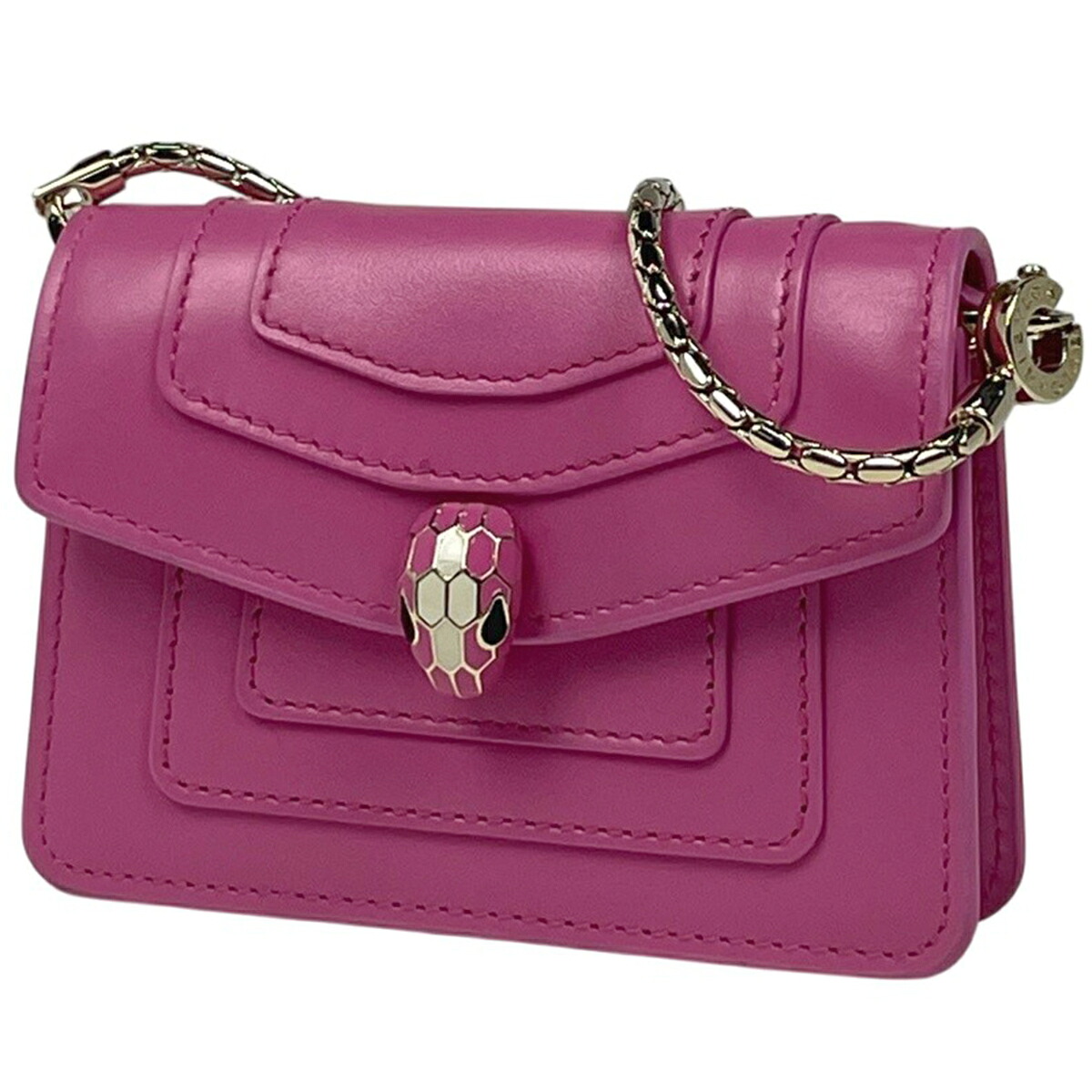 ブルガリ BVLGARI セルペンティ フォーエバー マイクロバッグ ミニ スネーク ハンドバッグ レザー ピンク レディース 【中古】 msp29
