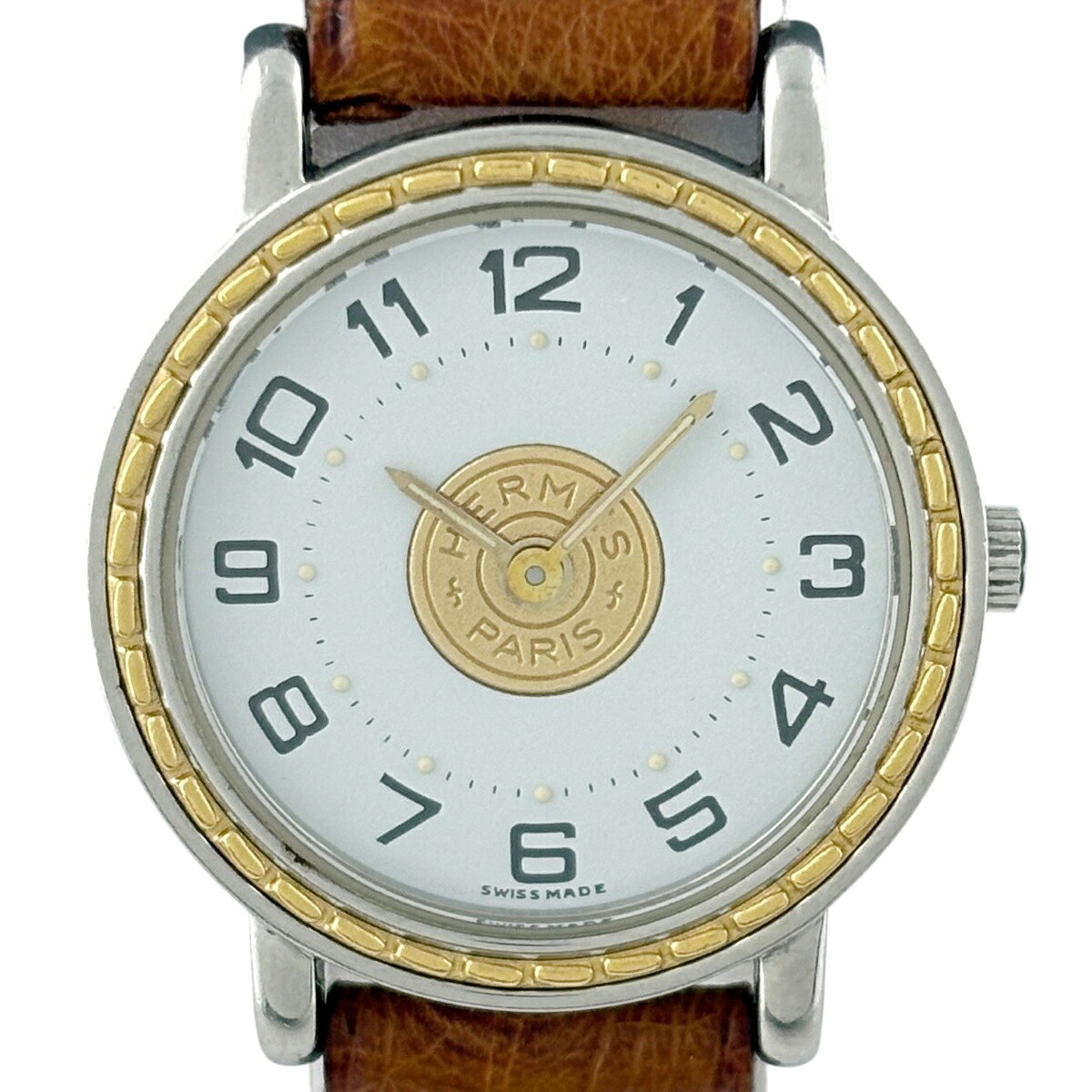 エルメス HERMES セリエ 腕時計 SS GP レザー クォーツ ホワイト レディース 【中古】 msp29