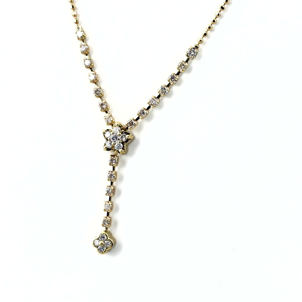 メレダイヤ デザインネックレス YG イエローゴールド ペンダント ネックレス K18 ダイヤモンド レディース 【中古】