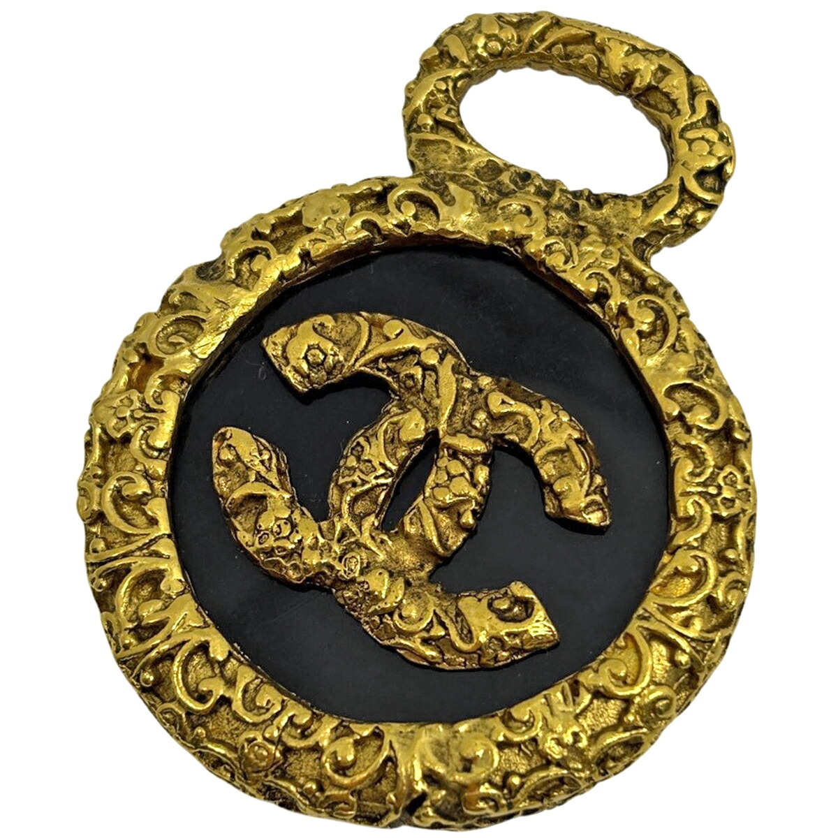 シャネル CHANEL ココマーク ペンダントトップ ネックレス ペンダントトップ GP ゴールド ブラック レディース 【中古】