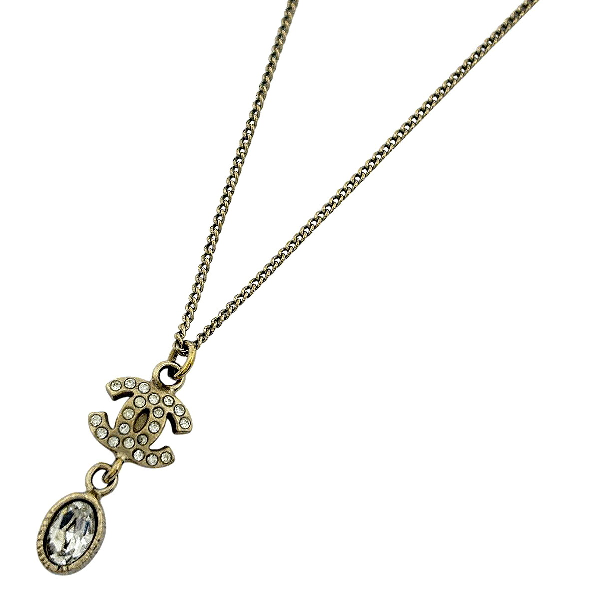 【在庫一掃】 シャネル CHANEL ココマーク ラインストーン ネックレス スイング ネックレス GP ゴールド レディース 【中古】