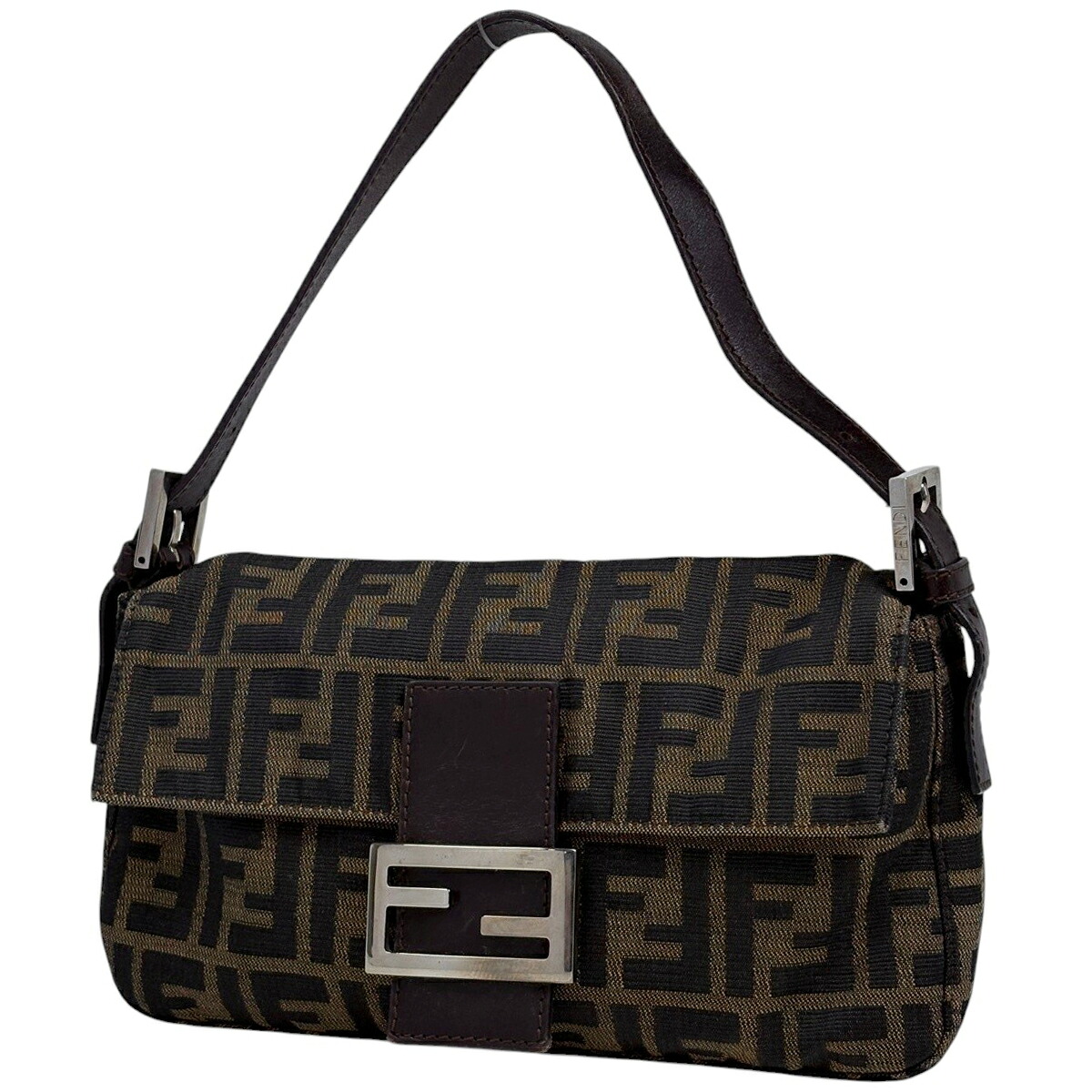 フェンディ FENDI ズッカ柄 マンマバケット 一肩先 ハンドバック ショルダーバッグ 帆布 赤銅色 レディース 【中古】