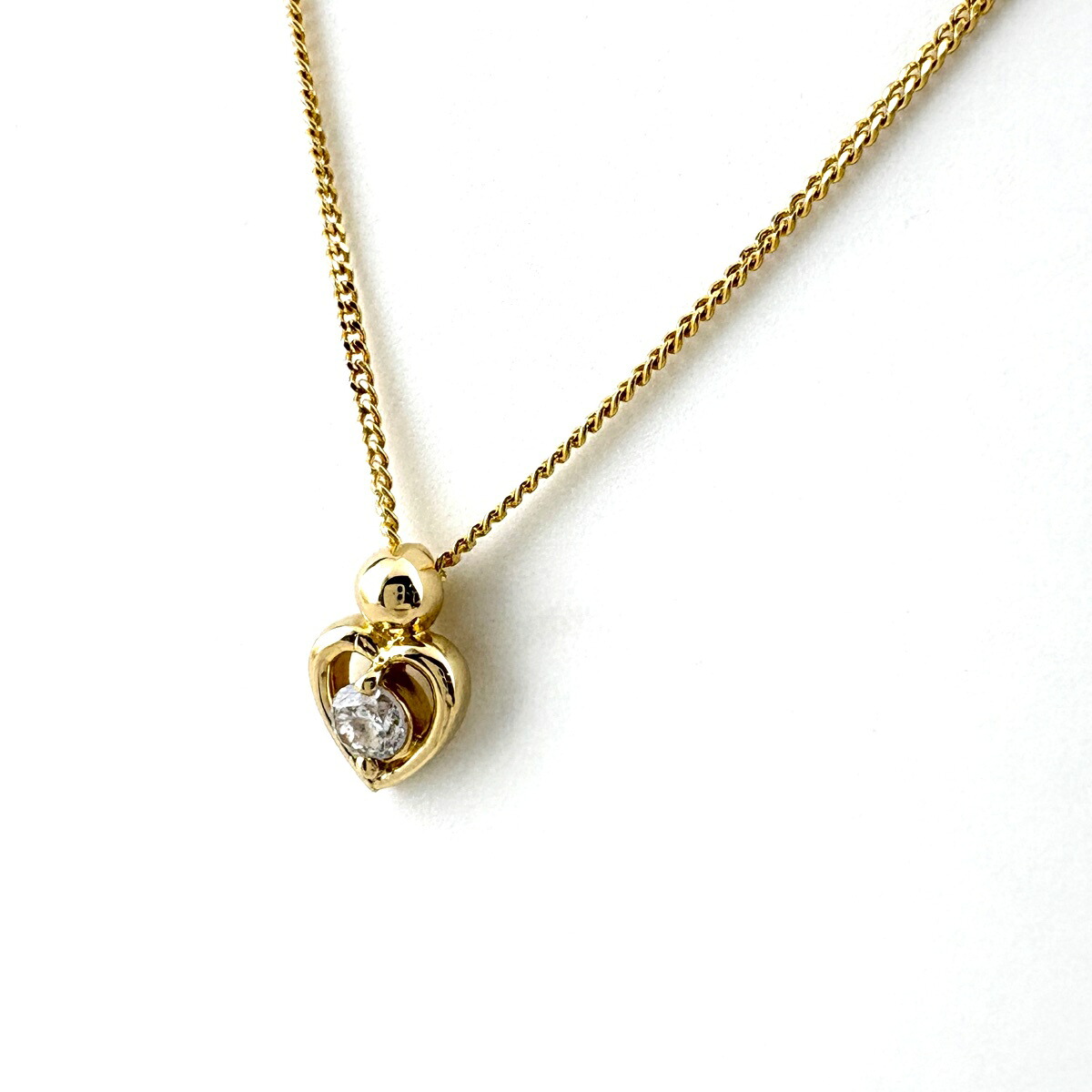 美品 hum. ハム 1Pダイヤ ネックレス K18YG 1.3g ハム⁄ネックレス 