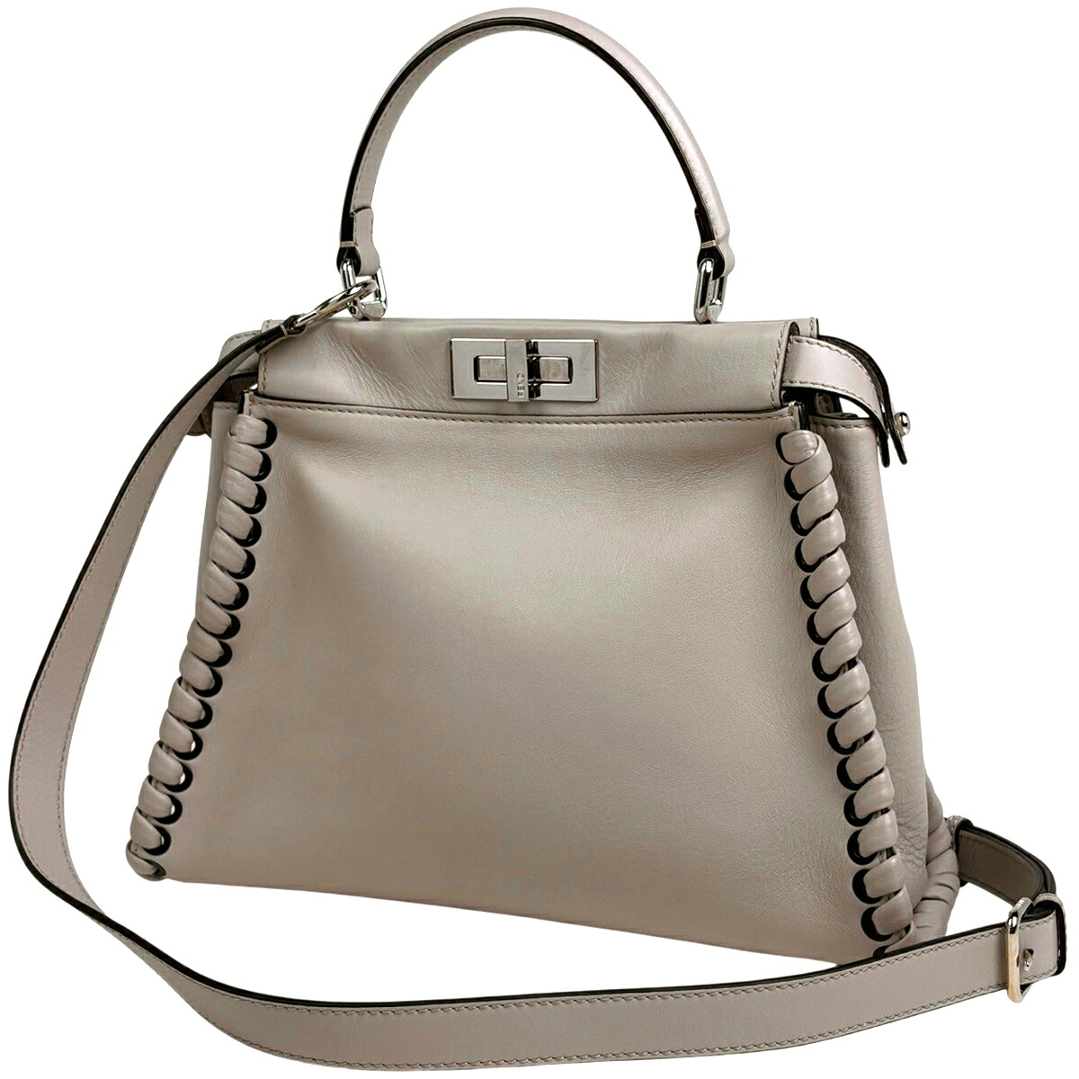 フェンディ FENDI ピーカブー ハンドバッグ 2WAY ショルダーバッグ レギュラー ハンドバッグ レザー グレージュ 8BN290 レディース 【中古】 119,000円