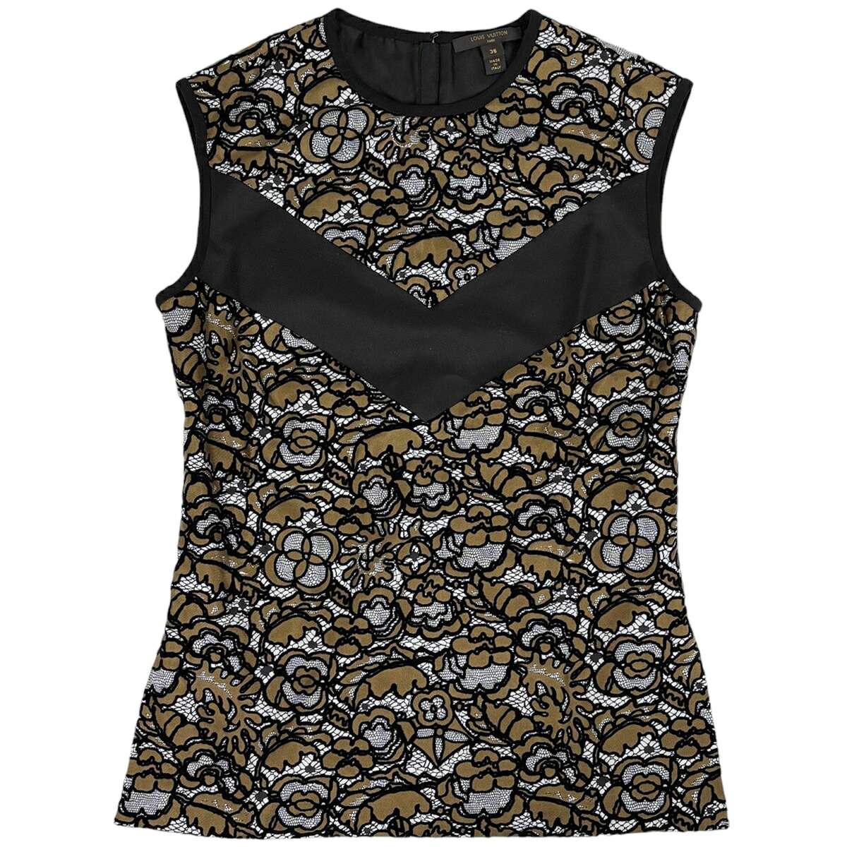 ルイ・ヴィトン Louis Vuitton ノースリーブ カットソー モノグラム フラワー トップス カットソー ブラウン ブラック レディース 【中古】