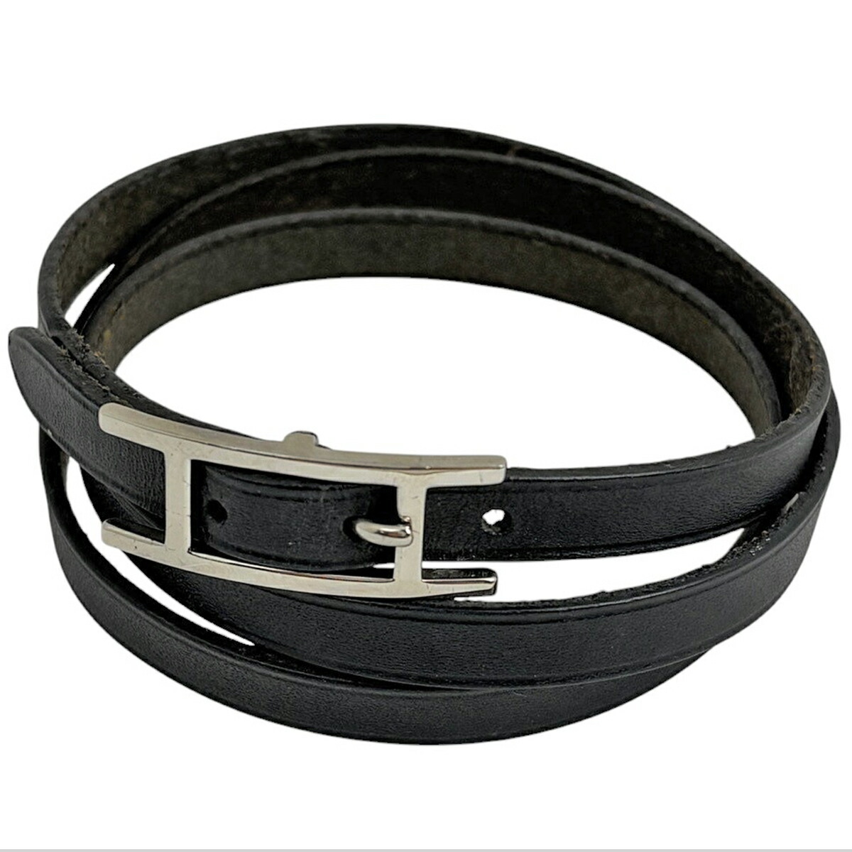 楽天市場】エルメス ブレスレット レザー ブラック シルバー セリエ