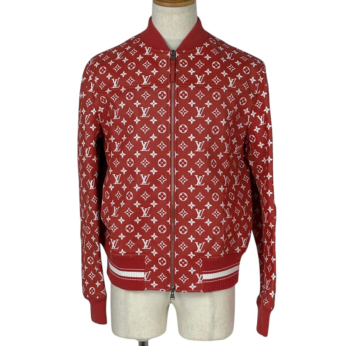 ルイ・ヴィトン Louis Vuitton レザー ベースボール ジャケット シュプリーム モノグラム アウター その他ジャケット レッド メンズ 【中古】 msp29