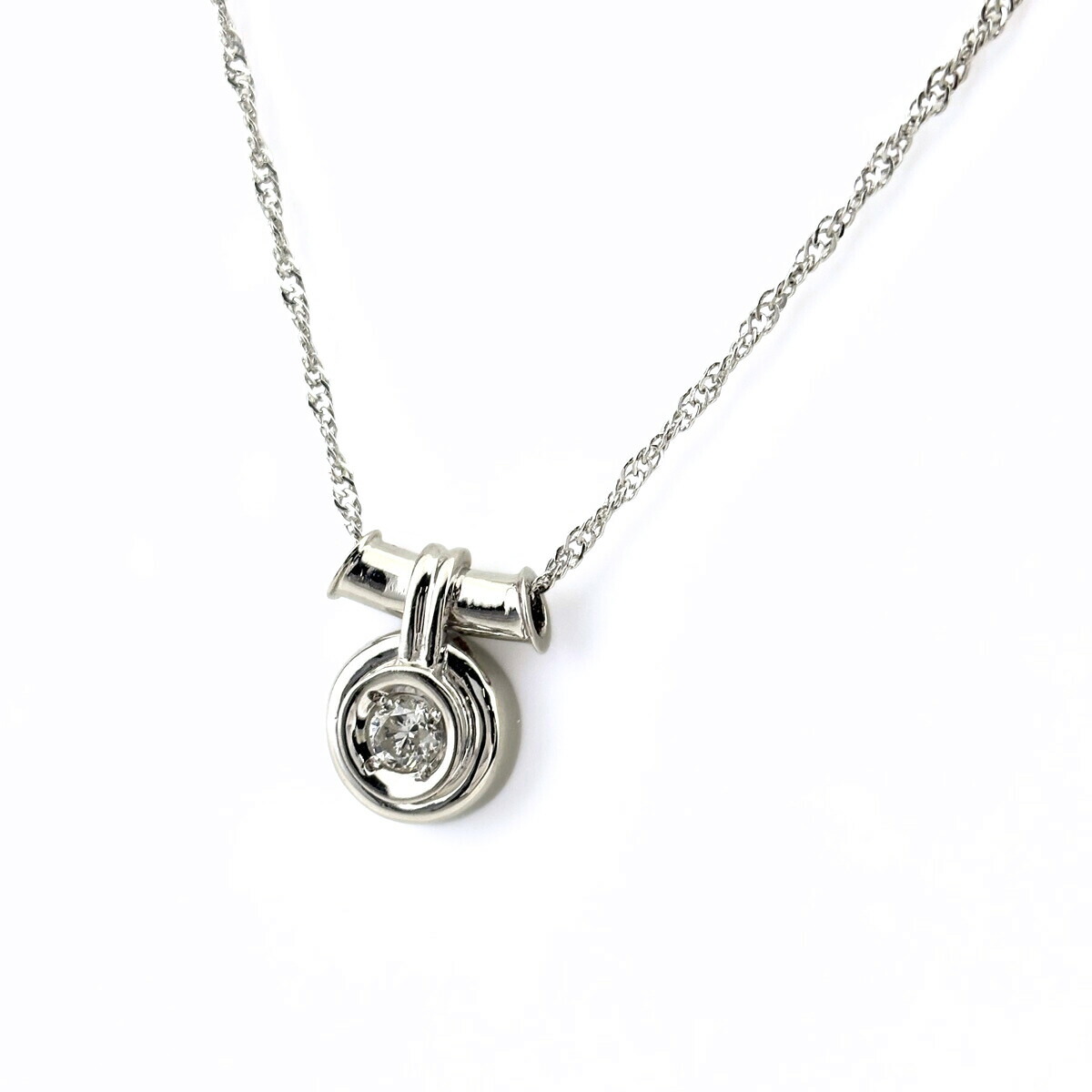 ダイヤモンド デザインネックレス プラチナ ペンダント ネックレス Pt900 Pt850 ダイヤモンド レディース 【中古】