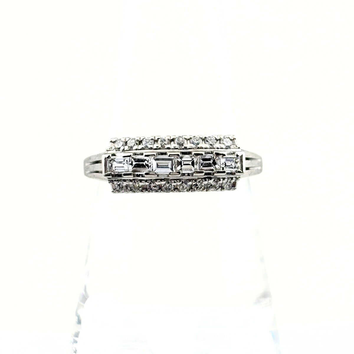 メレダイヤ デザインリング プラチナ 指輪 リング 16.5号 Pt900 ダイヤモンド レディース 【中古】