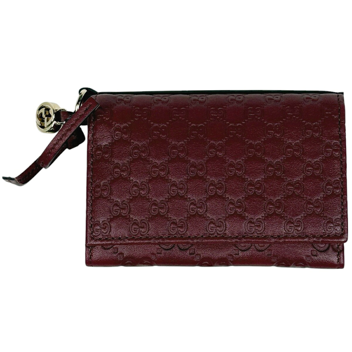 グッチ GUCCI マイクロ グッチシマ 二つ折り カードケース GG柄 名刺入れ カードケース シマレザー レッド 323401 レディース 【中古】