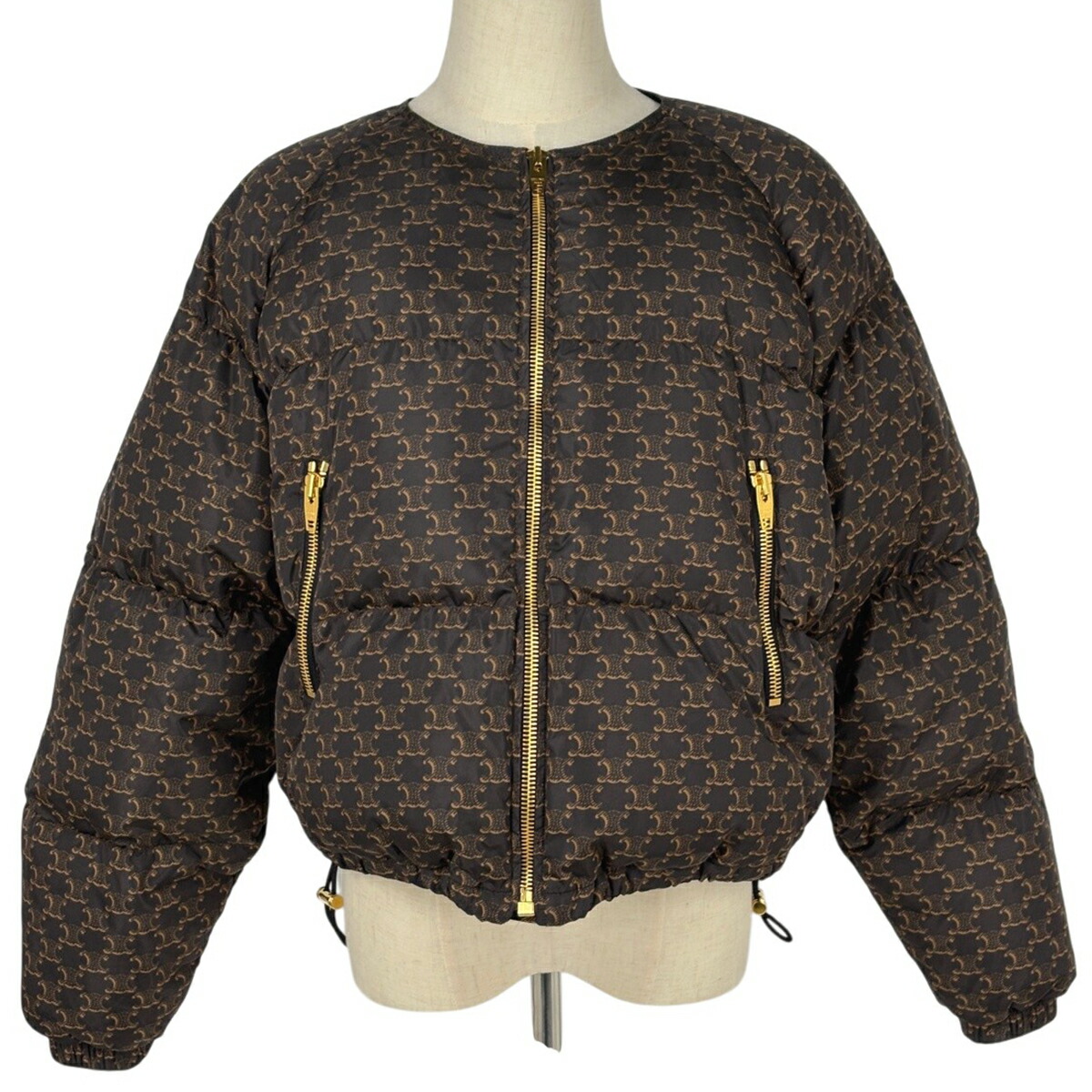 セリーヌ CELINE トリオンフ ダウンジャケット ジャンバー ブルゾン アウター ダウンジャケット ブラウン レディース 【中古】
