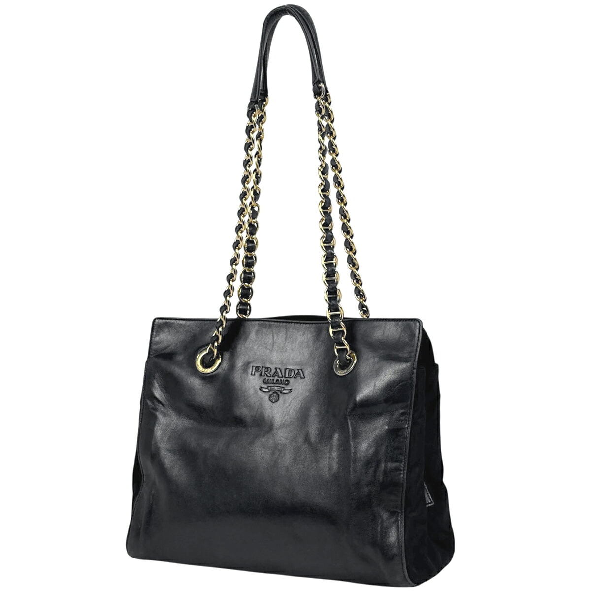 プラダ PRADA ロゴ チェーン トートバッグ ショルダーバッグ トートバッグ ナイロン ネロ(ブラック) レディース 【中古】