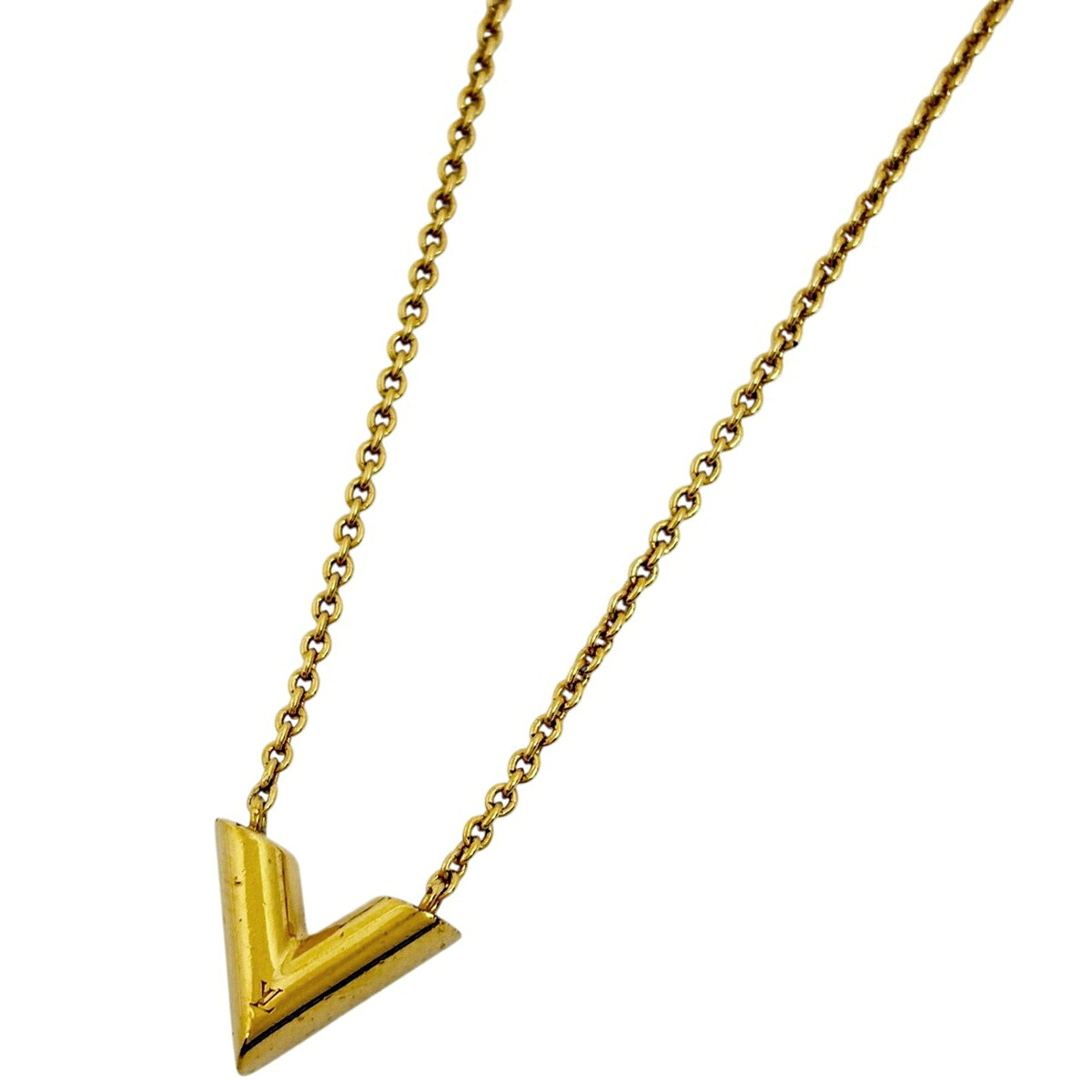 ルイ・ヴィトン Louis Vuitton エセンシャル V ネックレス ロゴ ネックレス GP ゴールド レディース 【中古】 msp29