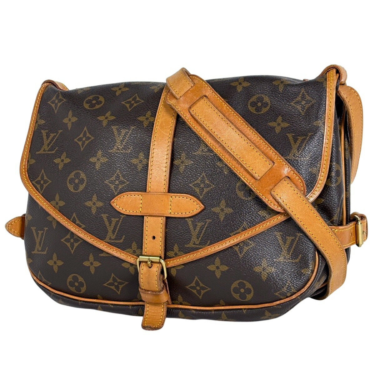 ルイ・ヴィトン Louis Vuitton ソミュール30 斜め掛け ショルダーバッグ モノグラム ブラウン M42256 レディース 【中古】