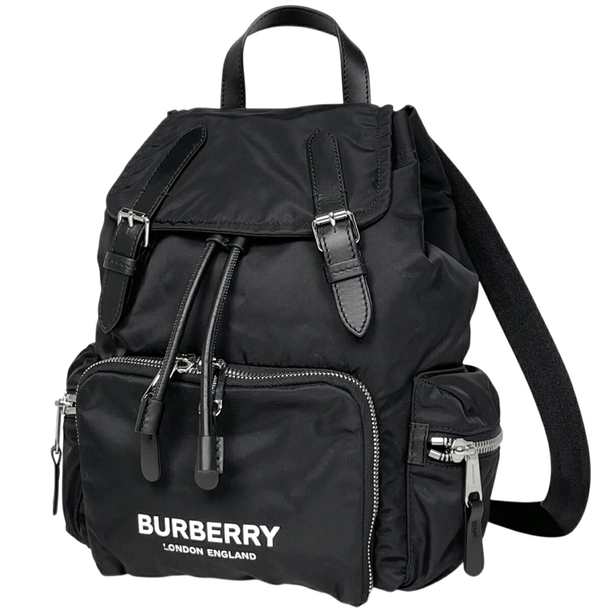 バーバリー BURBERRY ロゴ リュックサック バックパック デイパック リュック ナイロン ブラック 8021261 レディース 【中古】 msp29