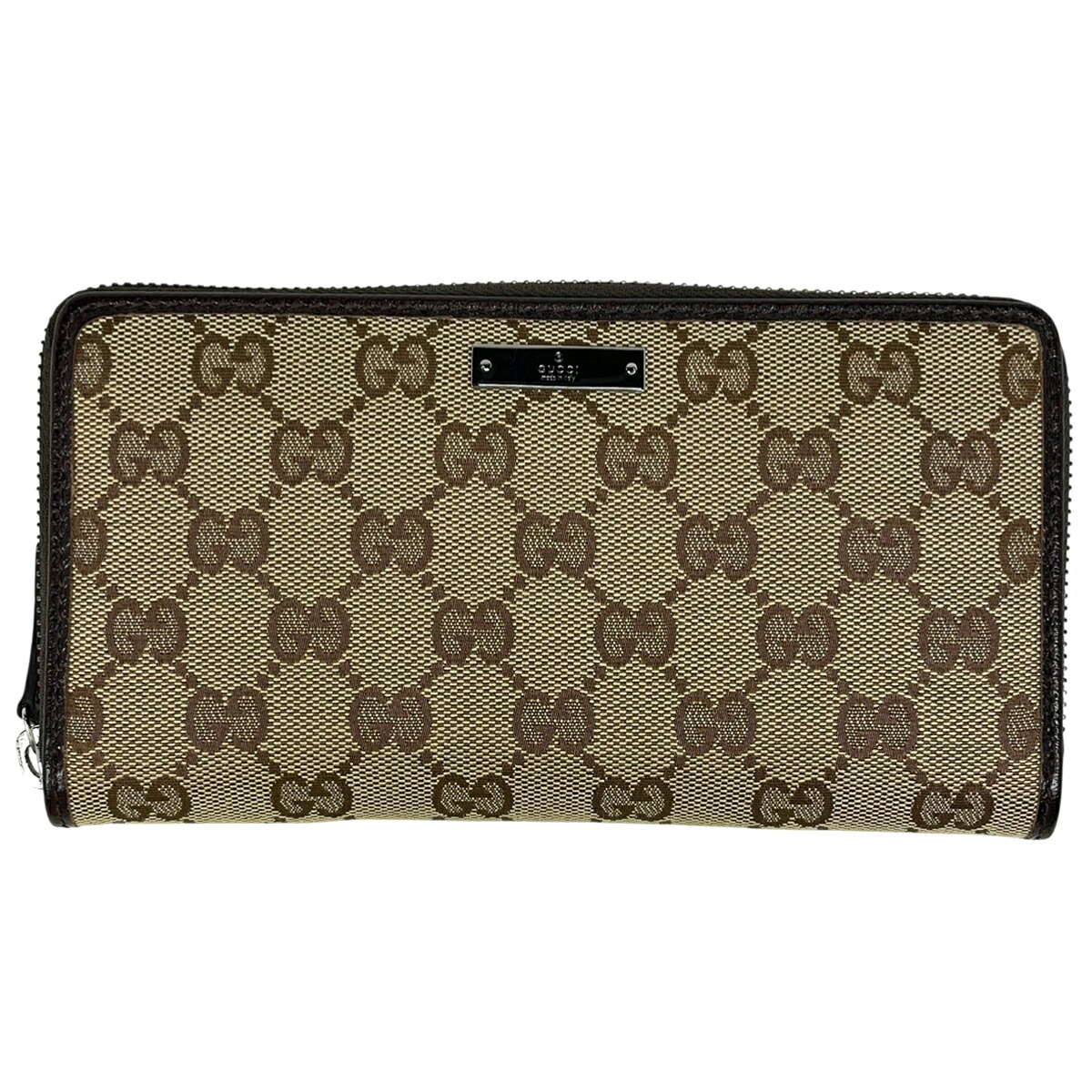 グッチ GUCCI GG柄 ラウンドジッパー 長札入れ ロゴタイプ 金入れ 御釣り入れ ラウンドジップ 長札入れ GG帆布 赤銅色 112724 レディース 【中古】 msp39 財布・ケース-レディース財布-バッグ・小物・ブランド雑貨