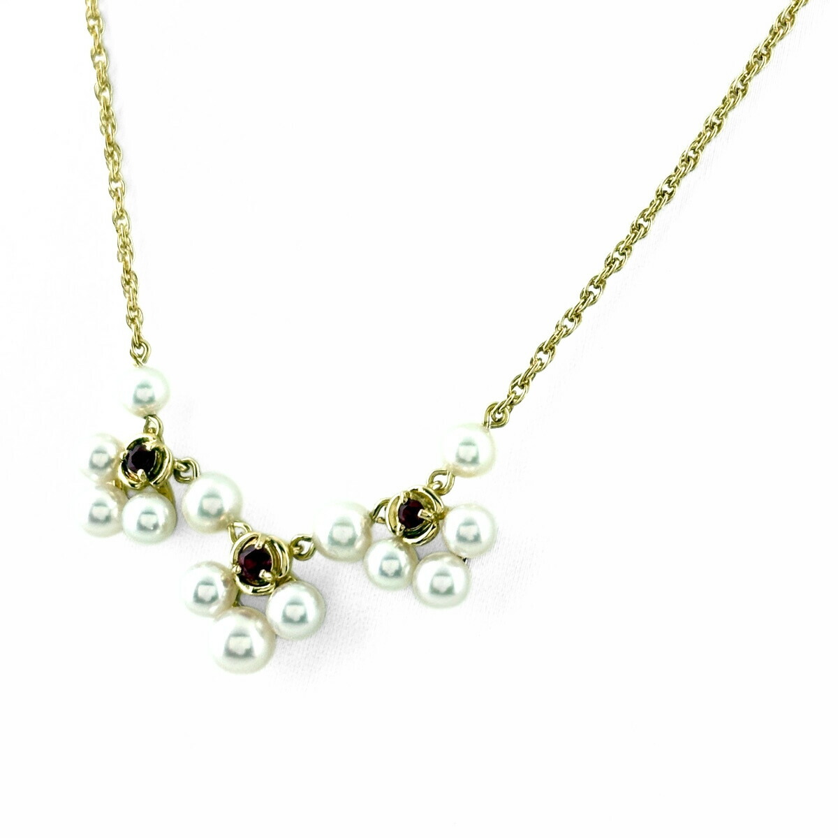 ミキモト MIKIMOTO ルビー 青写真首飾り YG 黄色ゴールド シャンデリヤ 真珠 首飾り K18 ルビー パール メンズ 【中古】 msp29