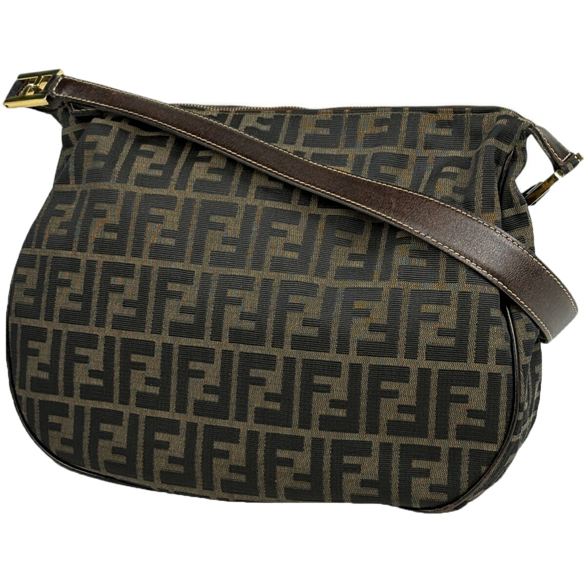 フェンディ FENDI ズッカ柄 ショルダーバッグ 肩掛け ショルダーバッグ キャンバス ブラウン レディース 【中古】