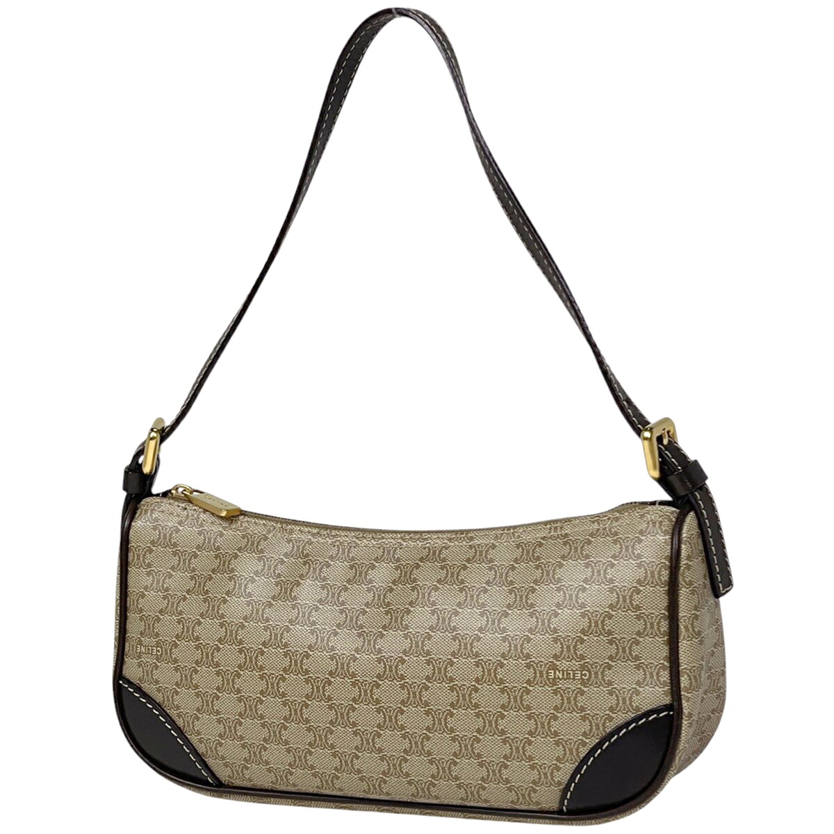 セリーヌ CELINE マカダム柄 ハンドバッグ アクセサリーポーチ ハンドバッグ コーティングキャンバス ベージュ ブラウン レディース 【中古】 msp29
